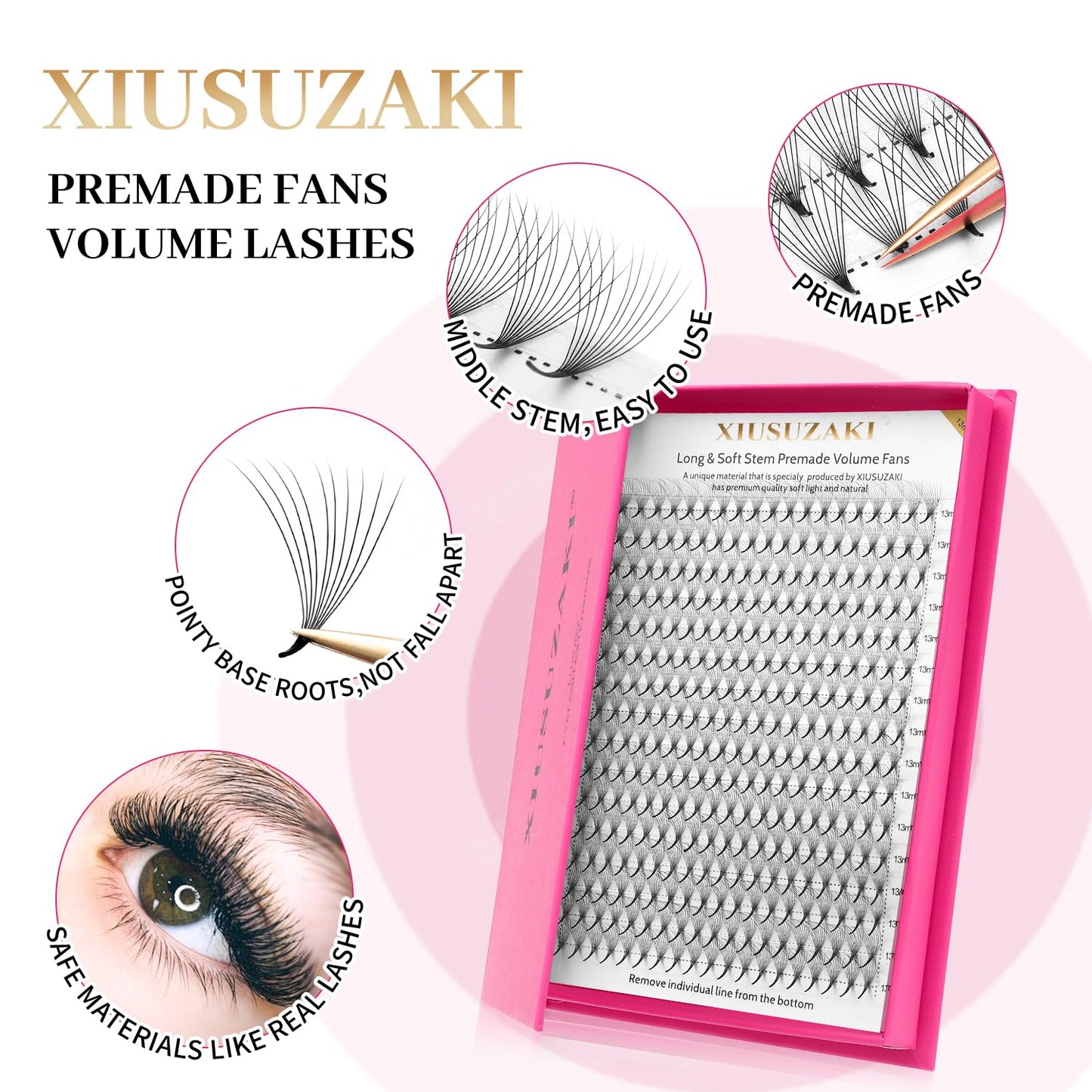 Premade Fans Eyelash Extensions 10D Volume Lash Extensions 0.05 Thickness Eyelash Extension D Curl Premade Lash Fans Mix 9-16mm Fluffy Soft Handmade Lash Fan(10D-0.05-D,9-16mm)