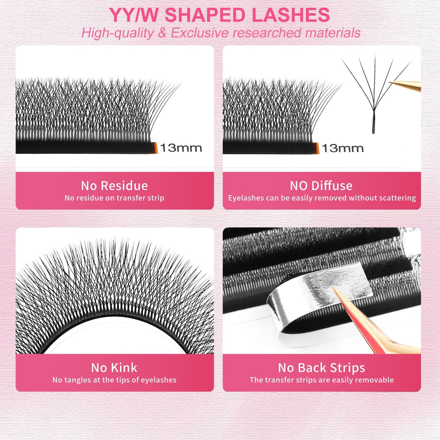 W Lash Extensions Supplies 6D Eyelash Extensions W Shape 0.07mm Thickness D Curl 9mm Premade Fans Easy Fan Lashes Volume Matte Black 12 Rows Crisscross Eye Lashes(W-6D-0.07-D,9mm)