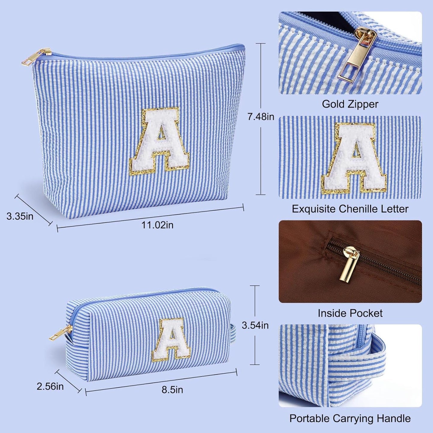 YOOLIFE Birthday Gifts for Women Teen Girls - Birthday Gifts Idea for Friend Female | Cute Blue Makeup Bag Pouch Cosmetic Bag Travel Toiletry Bag for Her Mom Girlfriend Wife Bridesmaid Teenage I