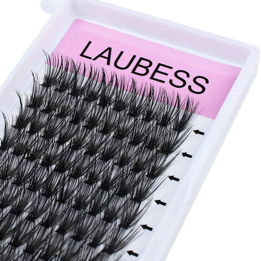 Lash Clusters LAUBESS Individual Lashes Waterproof Eyelash Clusters Mixed Tray Cluster Eyelash Extensions Soft Cluster Lashes for Beginners (40D-D-14)