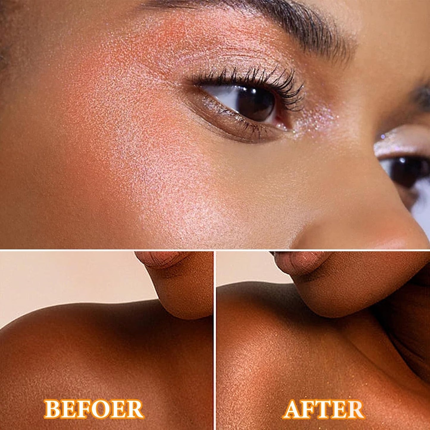 Body Shimmer Oil,Body Shimmer Luminizer for Face & Body,Waterproof Moisturizing Face Brighten Glow Illuminator,Body Highlighter Shine Glitter Liquid Illuminator Body Makeup(Golden Brown)