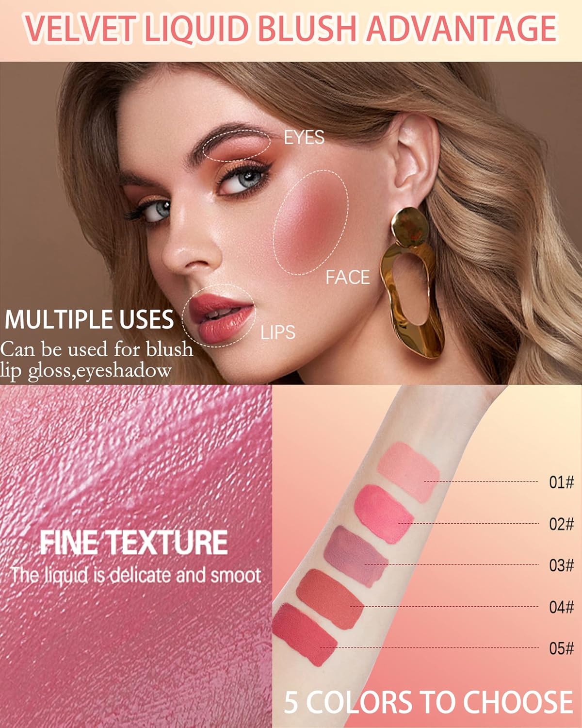 Velvet Liquid Blush Wand, Creme Blush Makeup Stick,Blush Beauty Makeup Dual Use for Cheeks & Lips, Long-Wearing,Dewy Finish,Skin Tint Blush, Contour Blush Wand,Thanksigiving Gift for Women-04