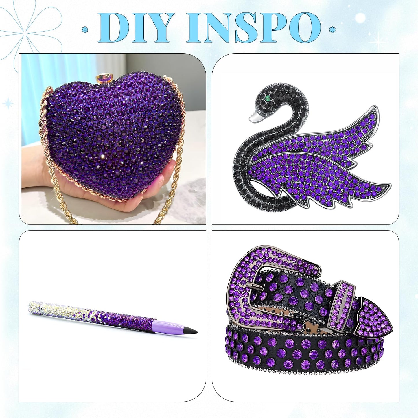 6000Pcs Resin Rhinestones for Bedazzling with 3Pcs B7000 Jewelry Glue, 1 Box Dark Purple Flatback Rhinestones for Crafting Crafts DIY, Crystals Gems for Clothing Shoes Tumblers Nail Art Makeup