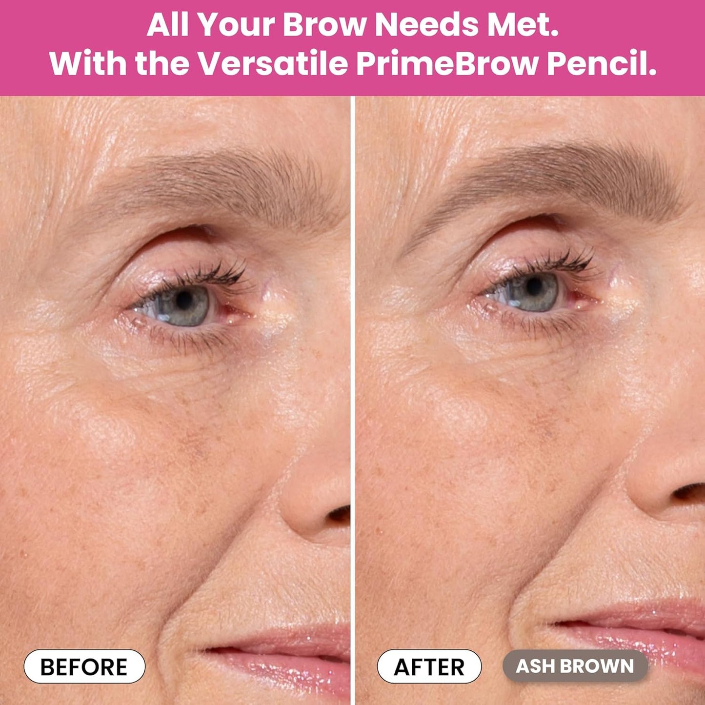 PrimeBrow Pencil for Mature Women – Ultra-Precise Tip for Natural, Hair-Like Strokes – Smudge-Proof & Long-Lasting Wear – Great for Thinning, Sparse, or Graying Brows (Ash Brown)