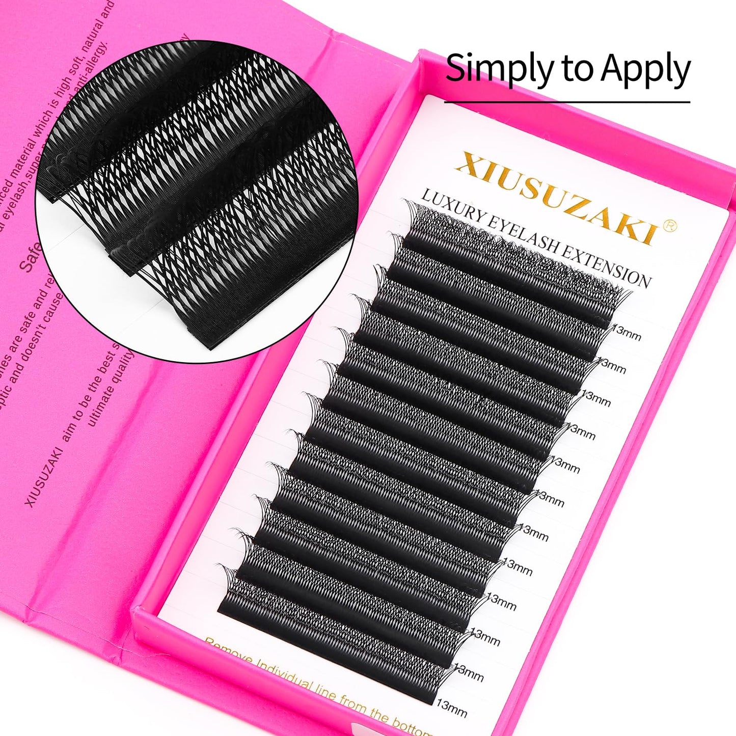 Lash Extensions Double Tips 3D Eyelash Extensions W Shape 0.07mm Thickness C Curl 15mm Premade Fans Easy Fan Volume Matte Black Crisscross Eyelashes(W-3D-Double Tips-0.07-C,15mm)