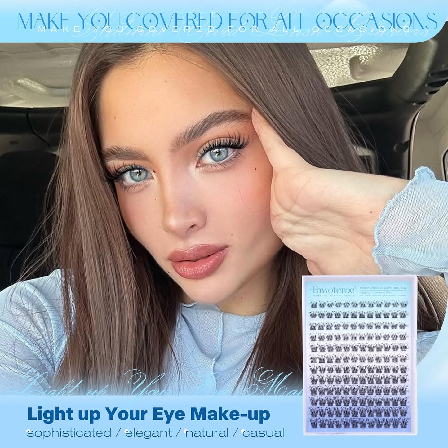 Pawotence Wispy Lash Clusters Natural Eyelash Clusters 8-16mm Cluster Eyelash Extensions 144pcs Fairy Individual Lashes Wispy Cluater Lashes Extension Natural Look