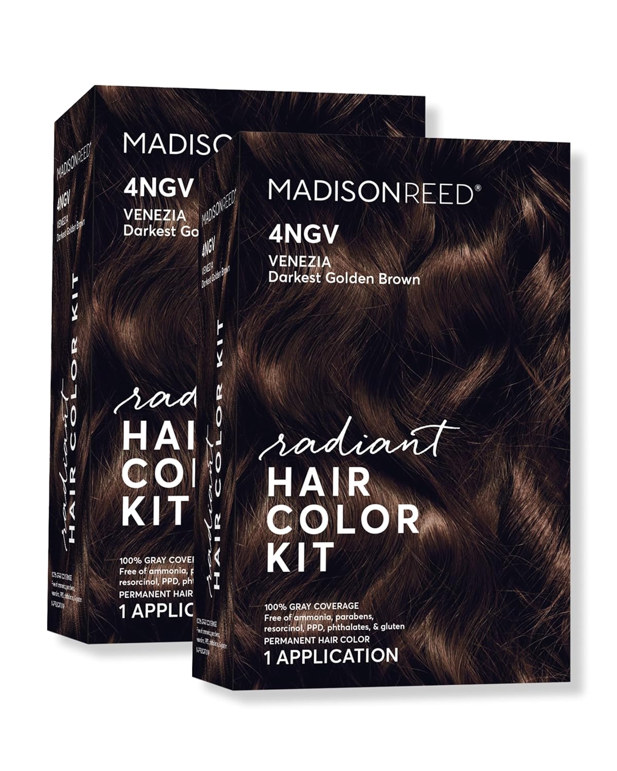 Madison Reed Radiant Hair Color Kit | 4NGV Darkest Golden Brown with Warm Tones (Venezia Brown) for 100% Gray Hair Coverage | Dimensional Permanent Hair Dye | PPD-Free & Ammonia-Free | 2 Pack