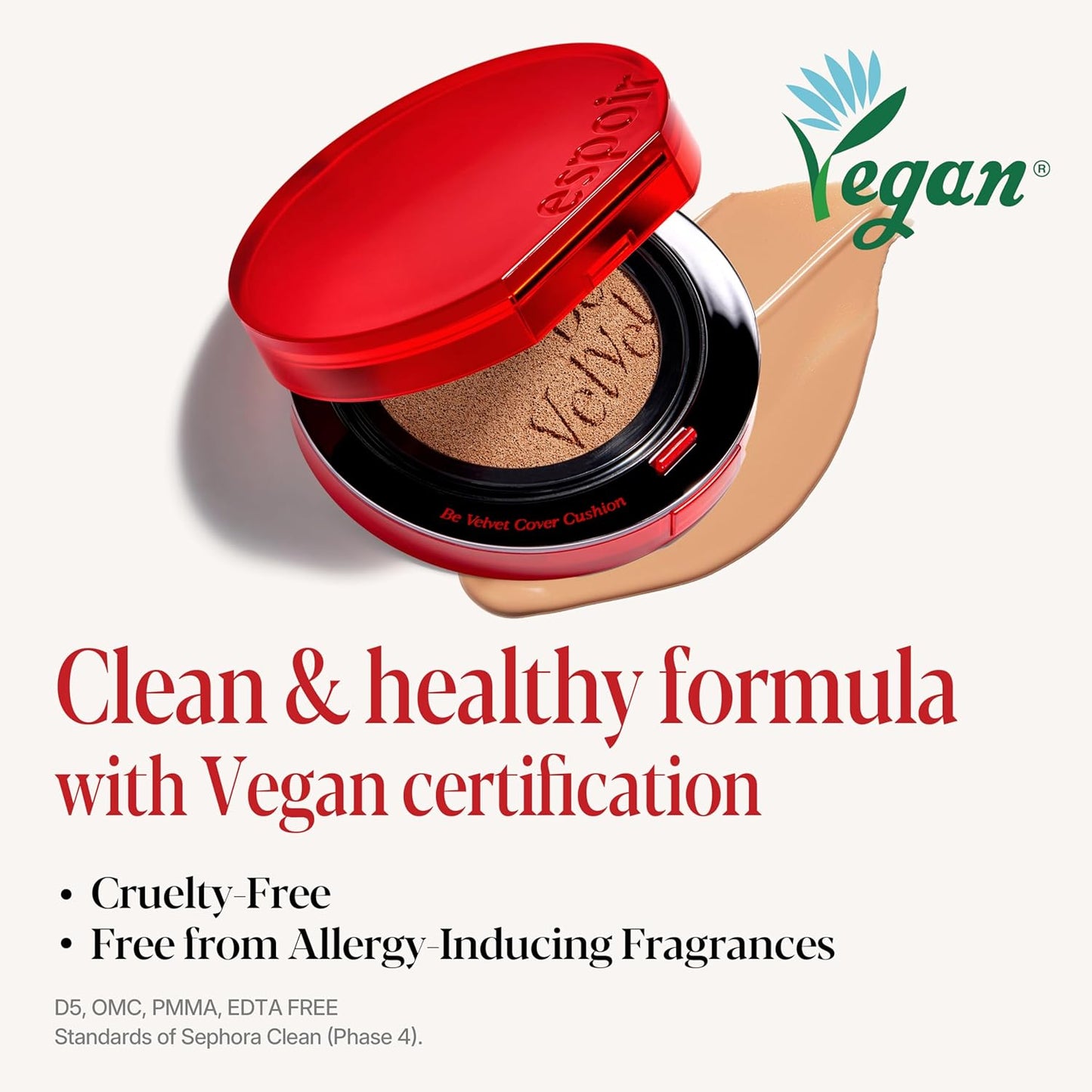 espoir [NEW] Be Velvet Cushion Foundation | Quick and Easy Coverage with Long-lasting Color by Zero Oxidation (#20 Vanilla, 0.46 Ounce (Pack of 1))