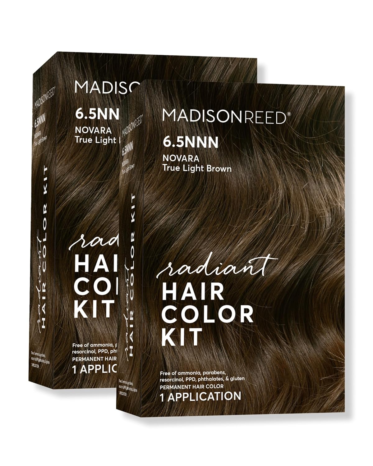 Madison Reed Radiant Hair Color Kit | 6.5NNN Brown with Warm Golden Undertones (Novara Light Brown) 100% Maximum Gray Hair Coverage for Resistant Grays | PPD-Free & Ammonia-Free | 2 Pack