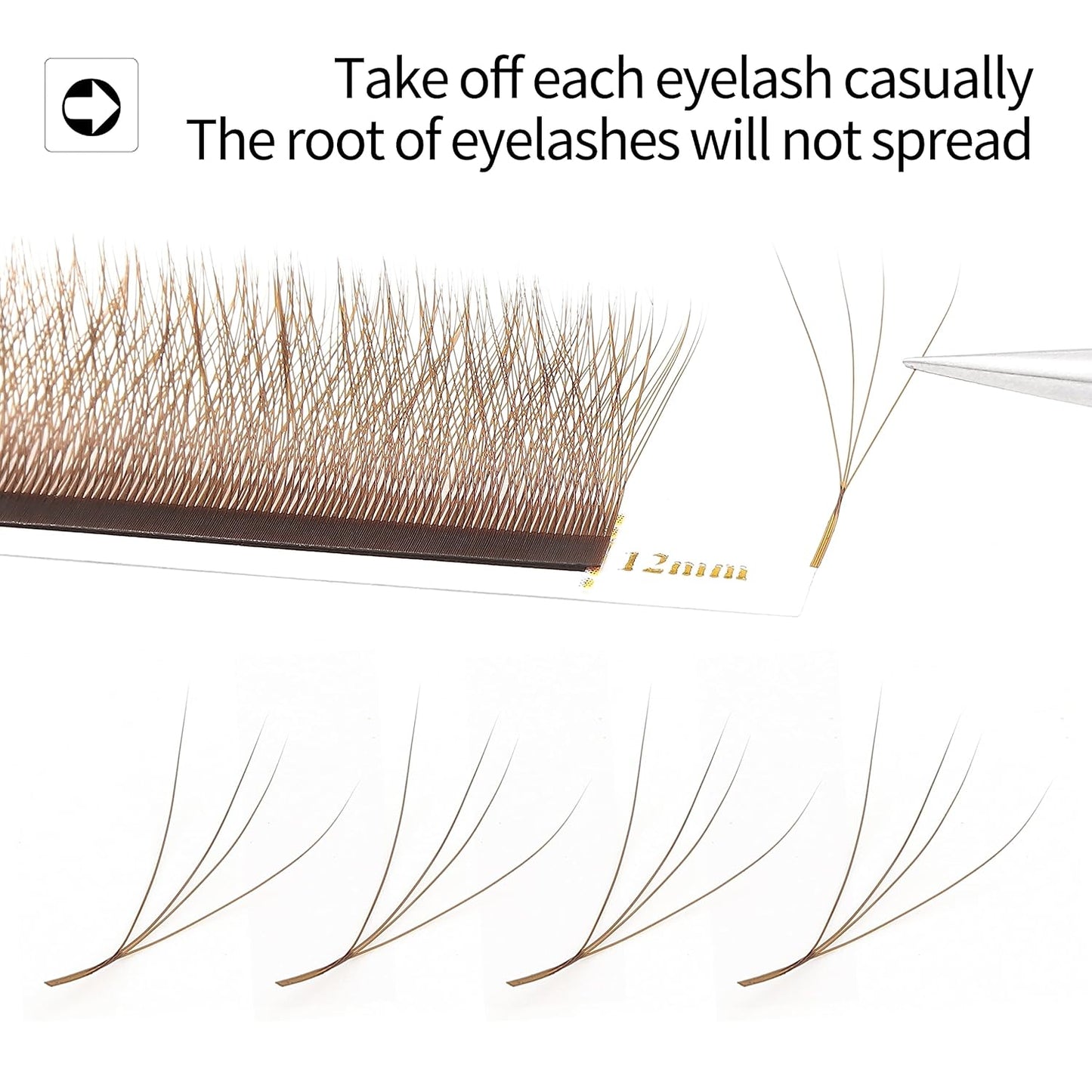 Lash Extensions Brown 4D W Eyelash Extensions W Shape 0.07mm Thickness D Curl 10mm Premade Fans Lashes Colored Lash Extension Volume Lashes Individual Lashes(W-Brown-4D-0.07-D,10mm)