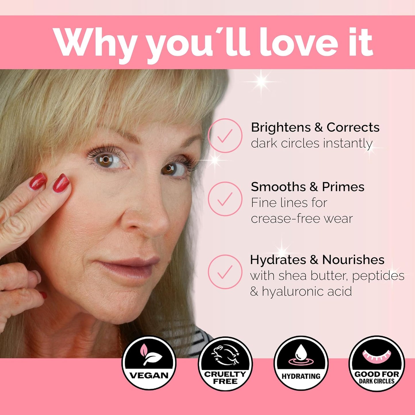 Elizabeth Mott Thank Me Later Under Eye Brightener & Primer – Hydrating Color Corrector for Dark Circles – Lightweight Concealer Base for Mature Skin, Light Shade 5ml