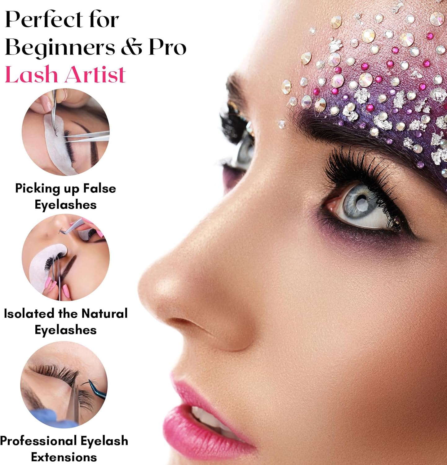 3pcs Fiber Tip Lash Tweezer Set – Boot Volume Eyelash Tweezer, Curved & Straight Isolation Tweezers for Eyelash Extensions, Stainless Steel, Non Slip Grip