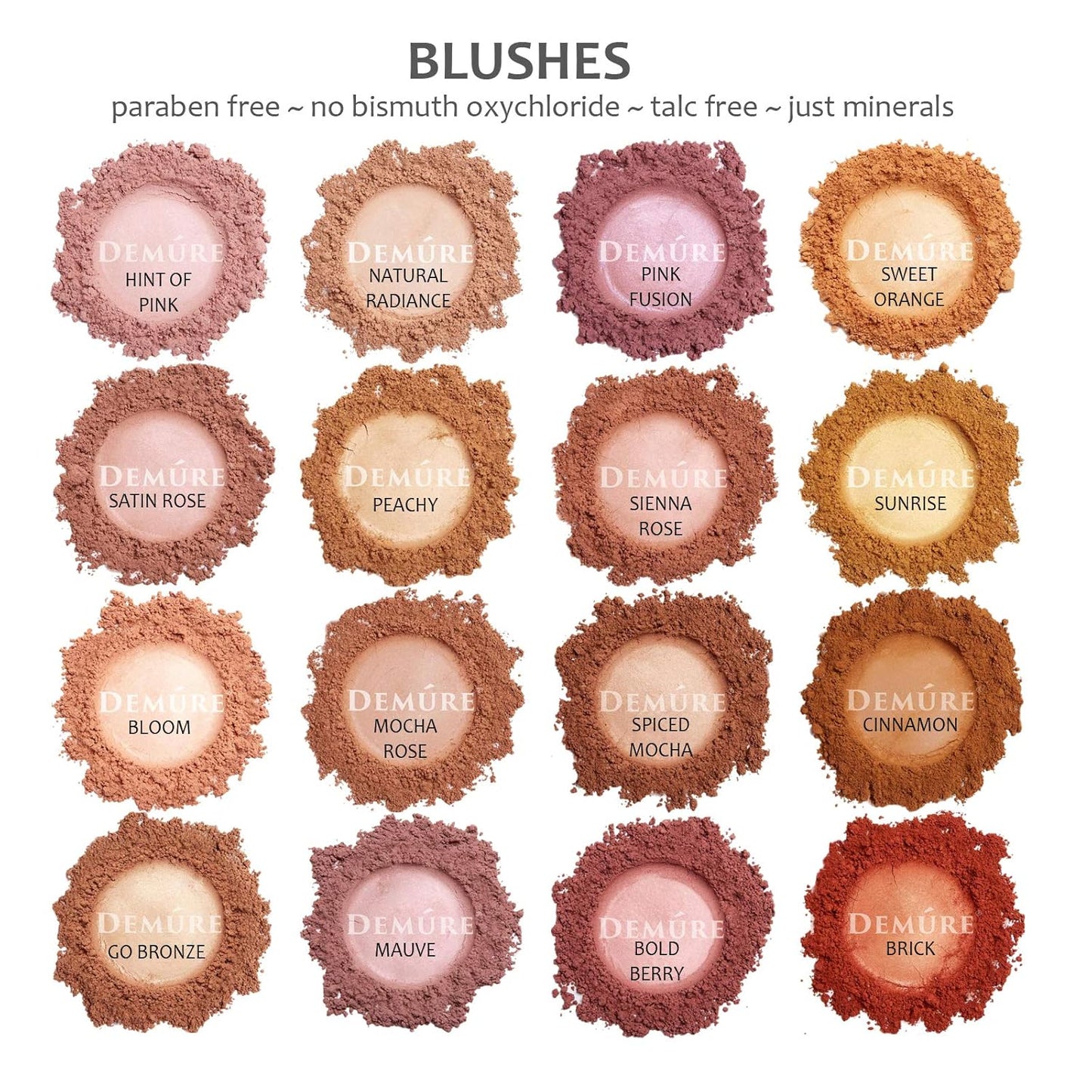 Demure Mineral Blush Powder (Peachy) - Natural, Professional, Loose Powder Makeup - Cruelty Free