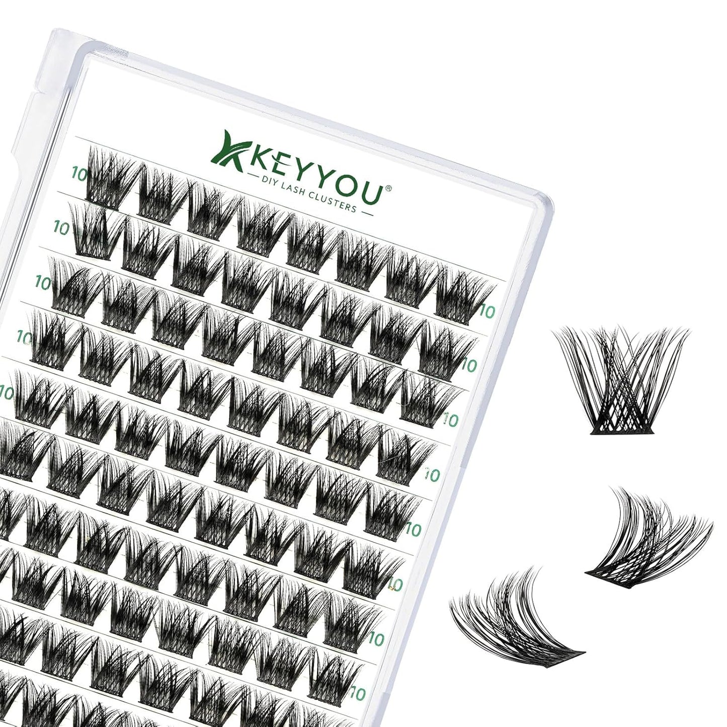 Lash Clusters 96pcs Individual Lashes Y01 C Curl 10mm Eyelash Clusters KEYYOU Volume Wispy Lash Extension Soft&Comfortable Easy DIY at Home(Y01 C-10mm)