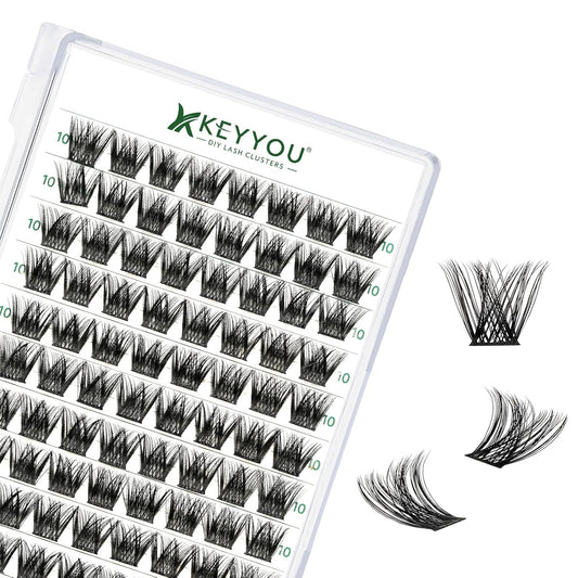 Lash Clusters 96pcs Individual Lashes Y01 C Curl 10mm Eyelash Clusters KEYYOU Volume Wispy Lash Extension Soft&Comfortable Easy DIY at Home(Y01 C-10mm)