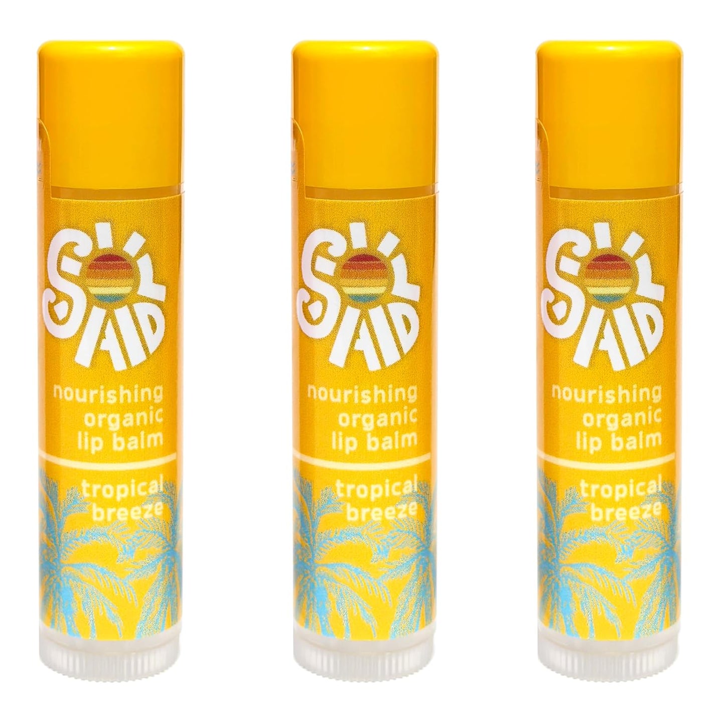 Sol Aid Organic Lip Balm – 100% Natural Lip Moisturizer (3-Pack, Tropical Breeze)