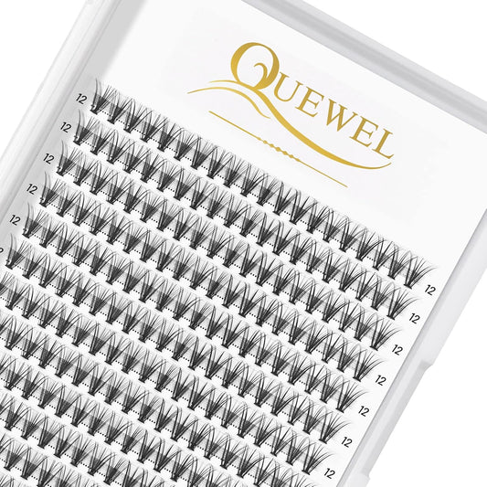 QUEWEL Cluster Lashes 240Pcs Individual Lashes 20D 0.07D Curl 12mm Knot-Free Lash Extensions Clusters Lashes Soft&Natural False Eyelashes Individual DIY Eyelash Extension at Home(20D 0.07D 12)
