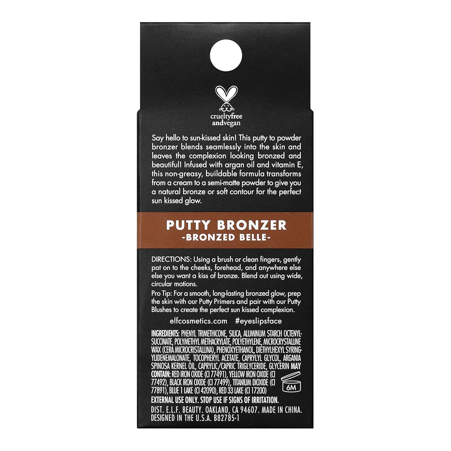 e.l.f. Putty Bronzer, Creamy & Highly Pigmented Formula, Creates a Long-Lasting Bronzed Belle Glow, Infused with Argan Oil & Vitamin E, 0.35 Oz