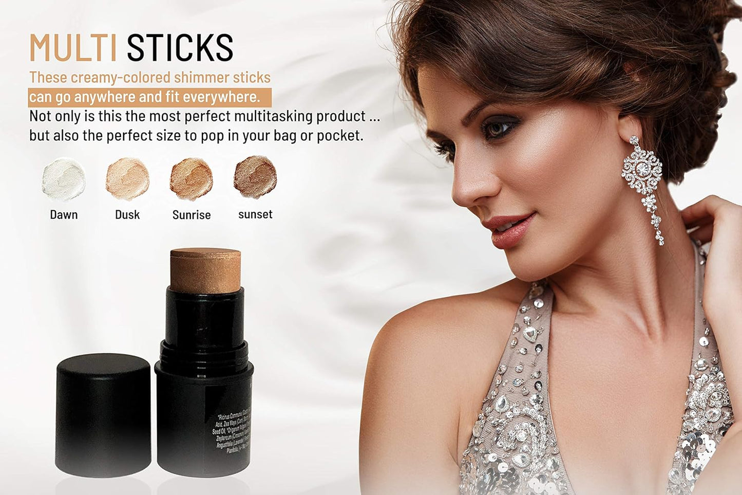 Natural Organic Multi Cream Sticks, Highlighter and Bronzers 100% Natural, Vegan, Gluten Free, Cruelty Free, Made in the USA, 0.18 oz. (Dusk)