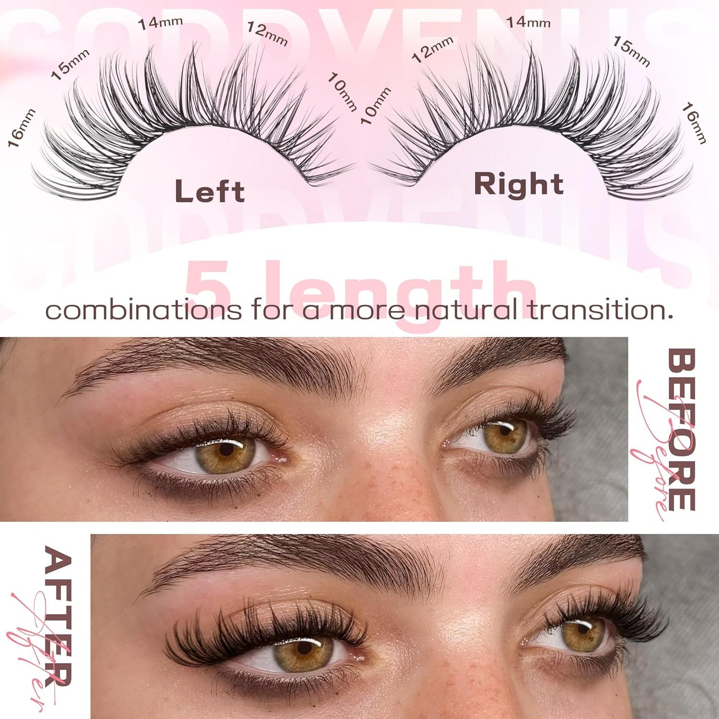 Lash Clusters Kit Wispy Eyelash Clusters Lashes Natural DIY Lash Extension Kit 10-16mm Cluster Eyelash Extensions Kit 300pcs C Curl Individual Lashes Cluster Eyelash (With Tweezers)