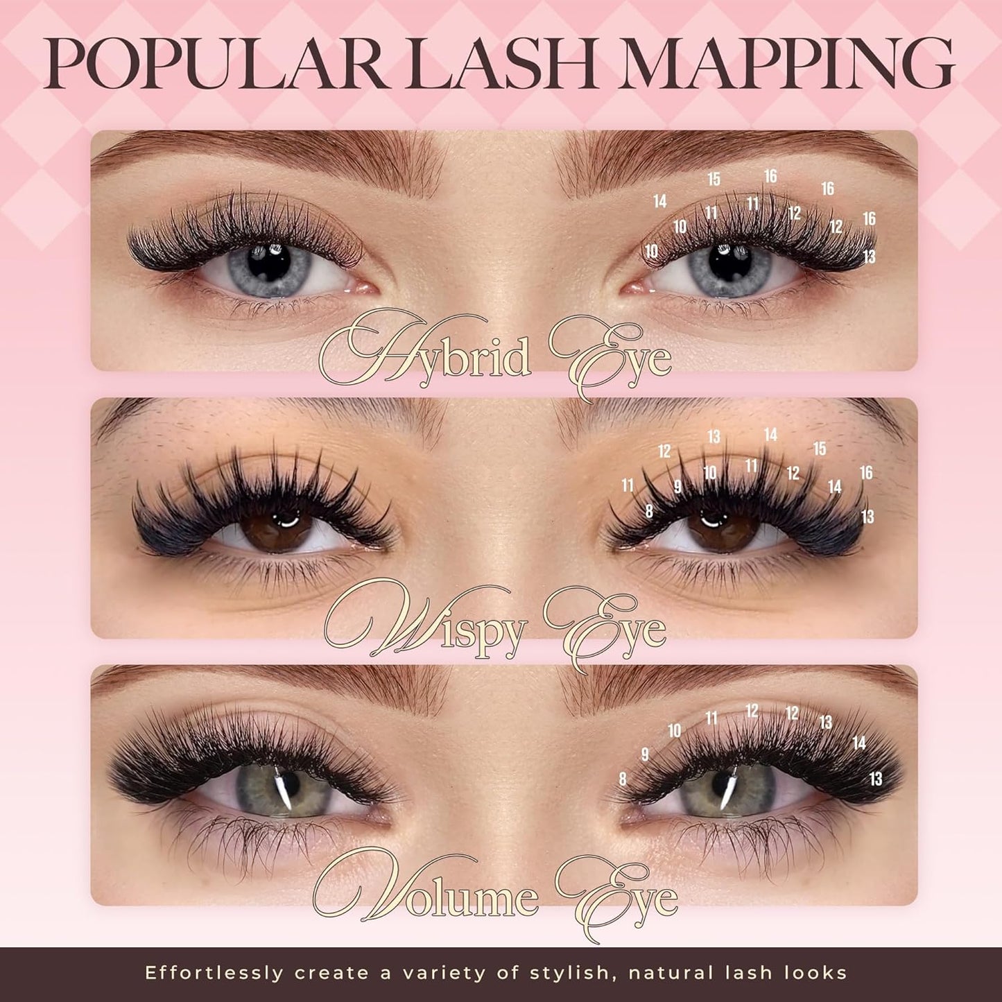 LASHVIEW Volume Lash Extensions 0.03-0.20 J/B/L/C/CC/D Curl 8-16mm Mixed & Single Length Tray, Soft Matte Dark Professional Eyelashes Extension(0.05 D 12mm)