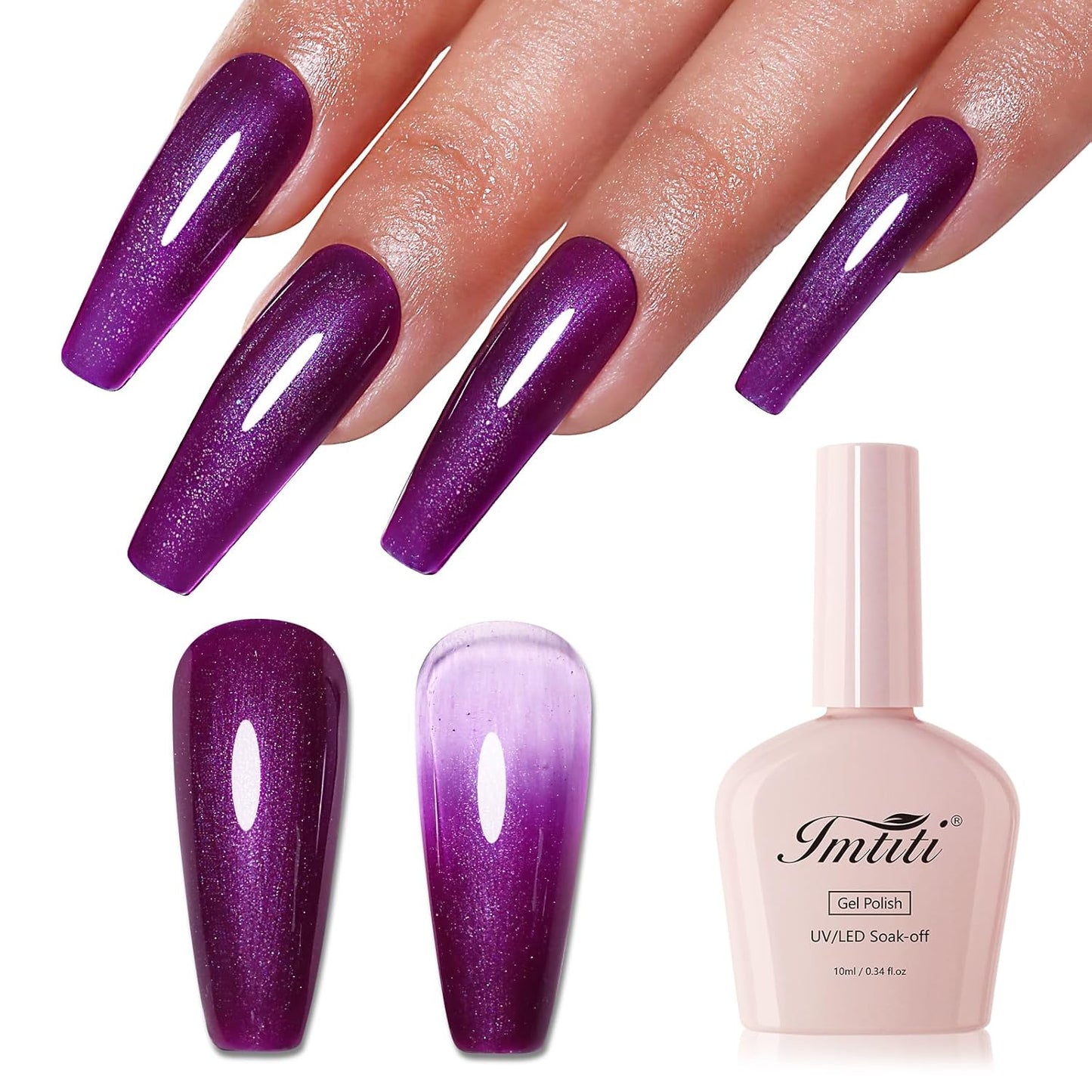 Imtiti Glitter Gel Nail Polish, Dark Purple Pearl Glitter Nail Gel Polish Diamond Shimmer Sparkle Soak Off UV LED Spring Summer Manicure 10ML