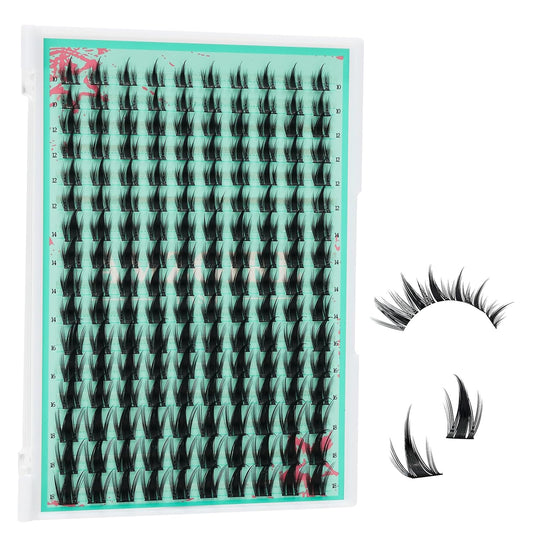 Lash Clusters 160PCS Fairy Eyelash Clusters with Manga Eyelashes Wide Stem Cluster Eyelash Extensions Natural Individual Lashes Cluster for Beginner Use at Home(Lily,C-Mix10-18mm)