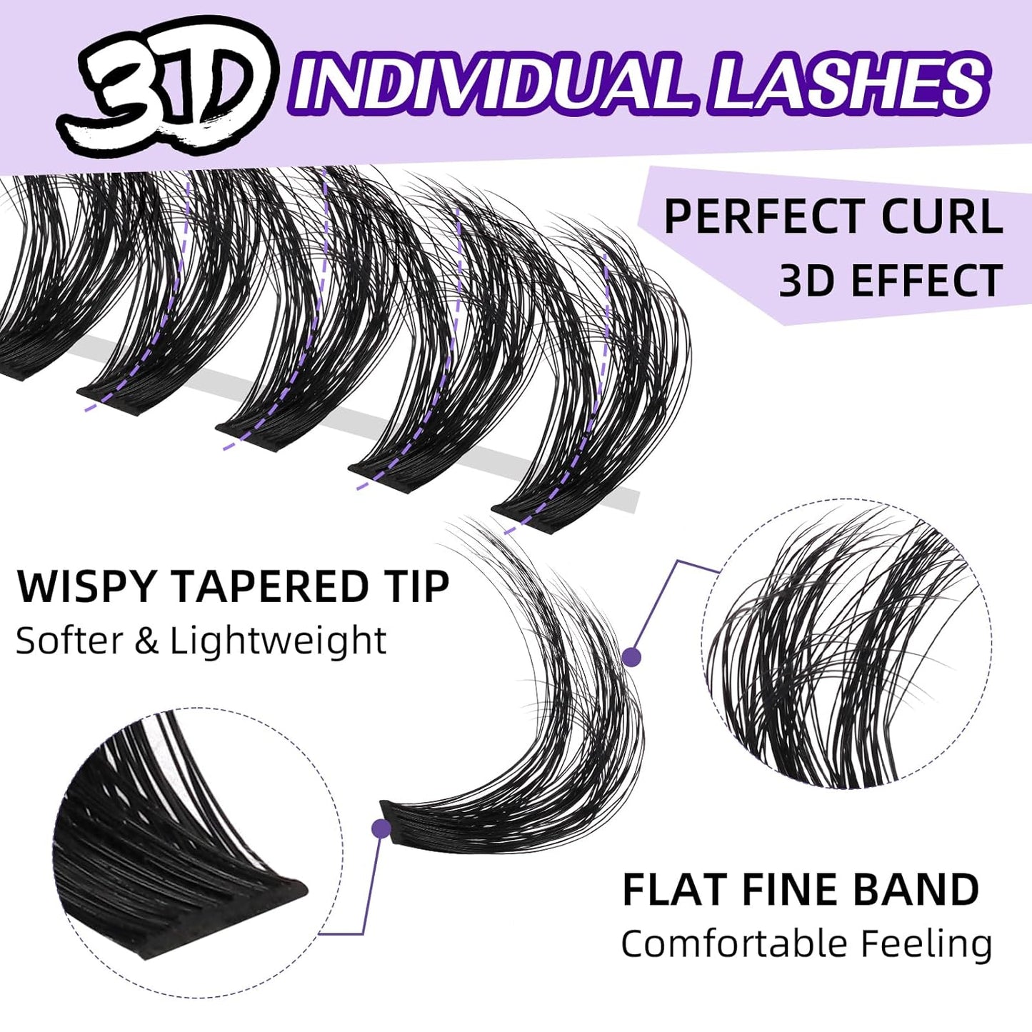 B&Qaugen Lash Clusters 3D Thick Eyelash Clusters 280pcs Cluster Eyelash Extensions 10-18mm 90D Wispy Individual Lashes Volume Lash Clusters DIY Lash Extensions at Home (90D-MIX10-18mm), Black