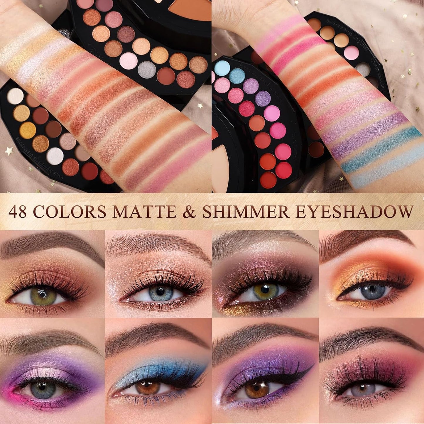 109 Colors Makeup Kit for Women Girl Full Kit Gift Set with Mirror All in One Make up Palette Included Eyeshadow Glitter Lipstick Concealer Eyeliner Eyebrow Highlighter Contour Blusher Compact PowderY