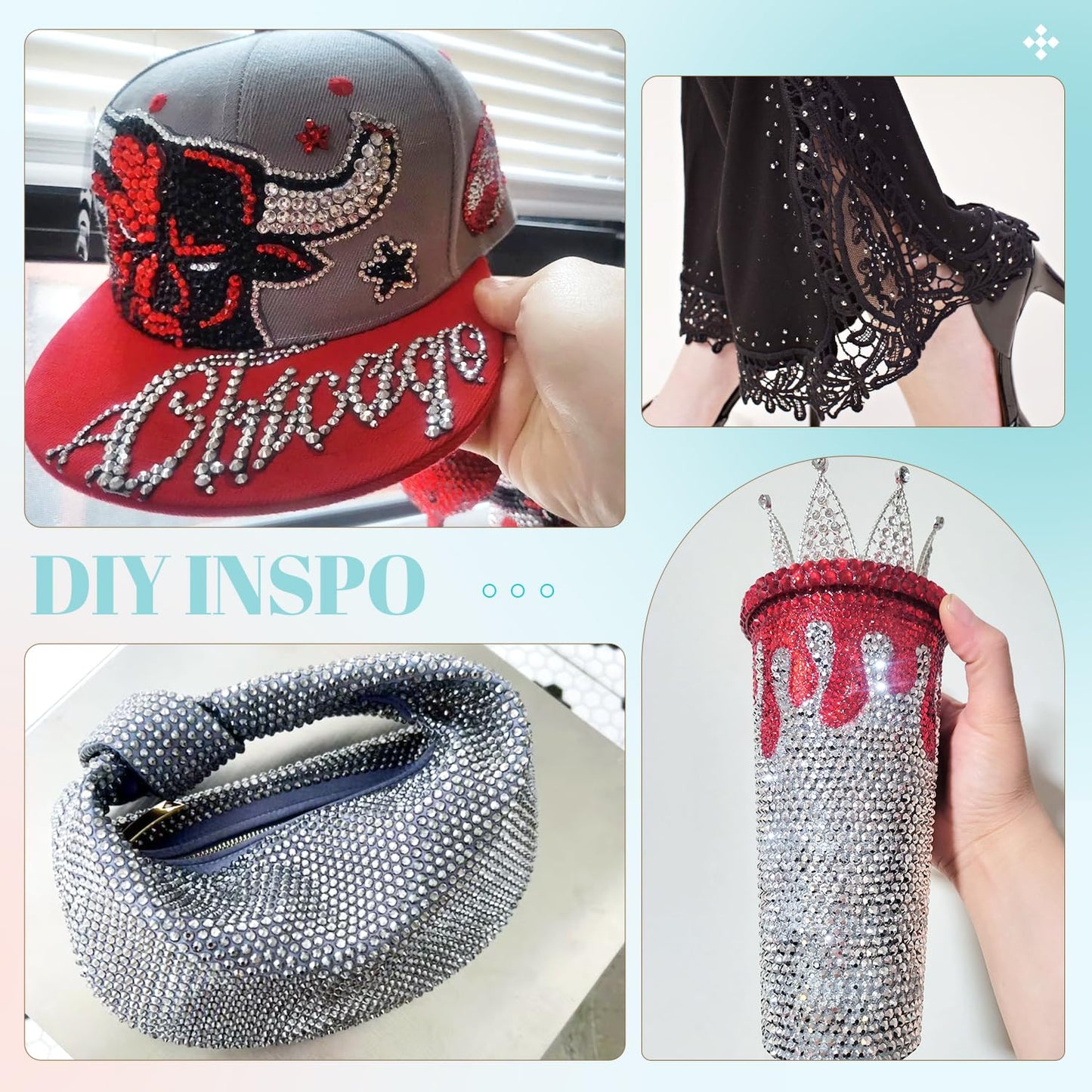 6100Pcs Resin Rhinestones for Crafting with 2Pcs 10ml B7000 Jewelry Glue, 1 Box Flatback Crystals Diamond (Silver) for Bedazzling Crafts DIY Nail Art Non Hotfix Gems for Clothing Shoes