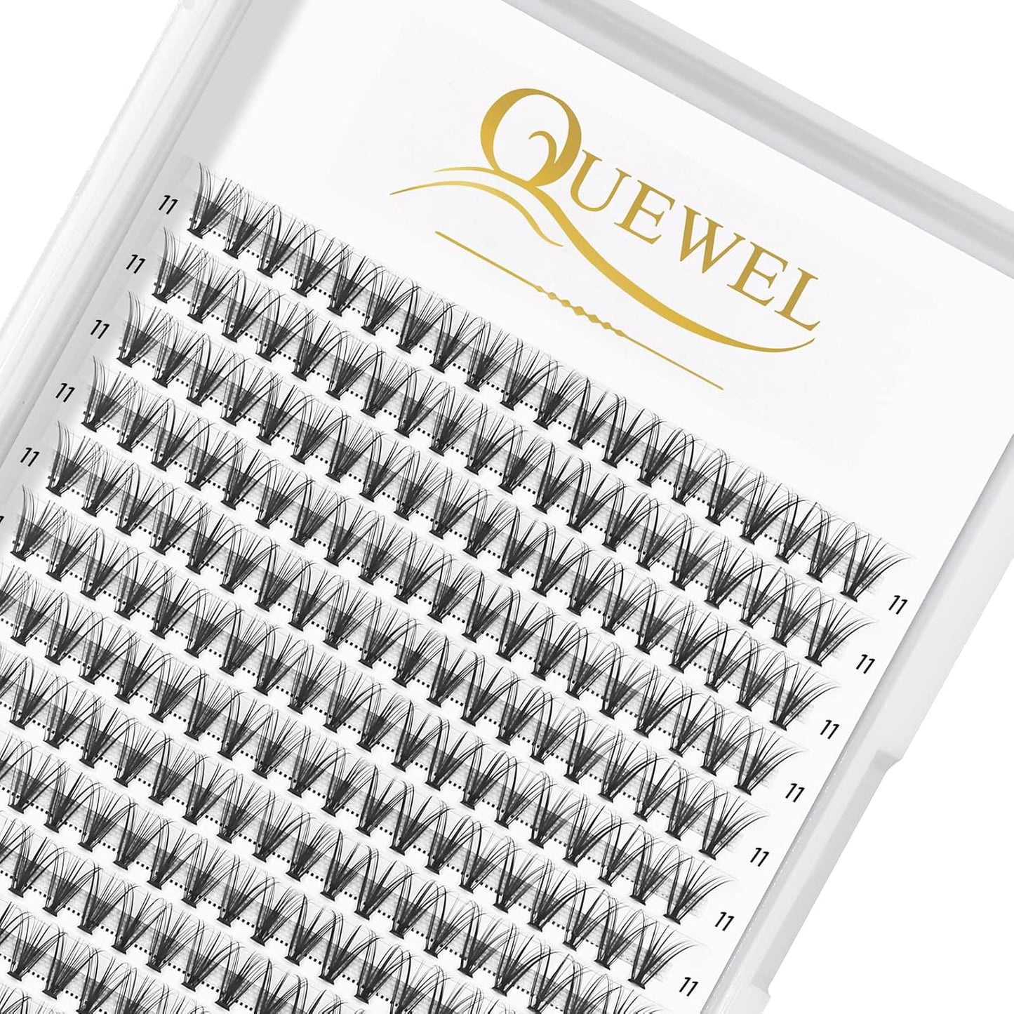 QUEWEL Cluster Lashes 240Pcs Individual Lashes 20D 0.07C Curl 11mm Knot-Free Lash Extensions Clusters Lashes Soft&Natural False Eyelashes Individual DIY Eyelash Extension at Home(20D 0.07C 11)