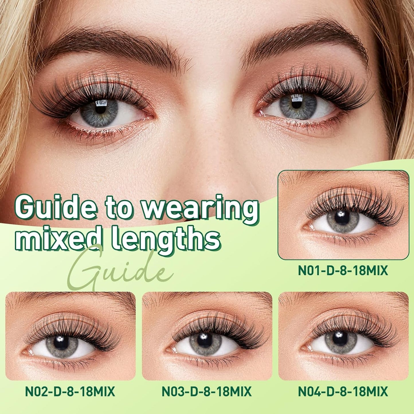 Natural Lash Clusters Wispy Eyelash Clusters 144 pcs Cluster Eyelash Extensions D Curl Individual Lashes 8-18MIX Mix Length Light and Natural Lashes Look with Thin Lash Band by KEYYOU(N02-8-18MIX-D)