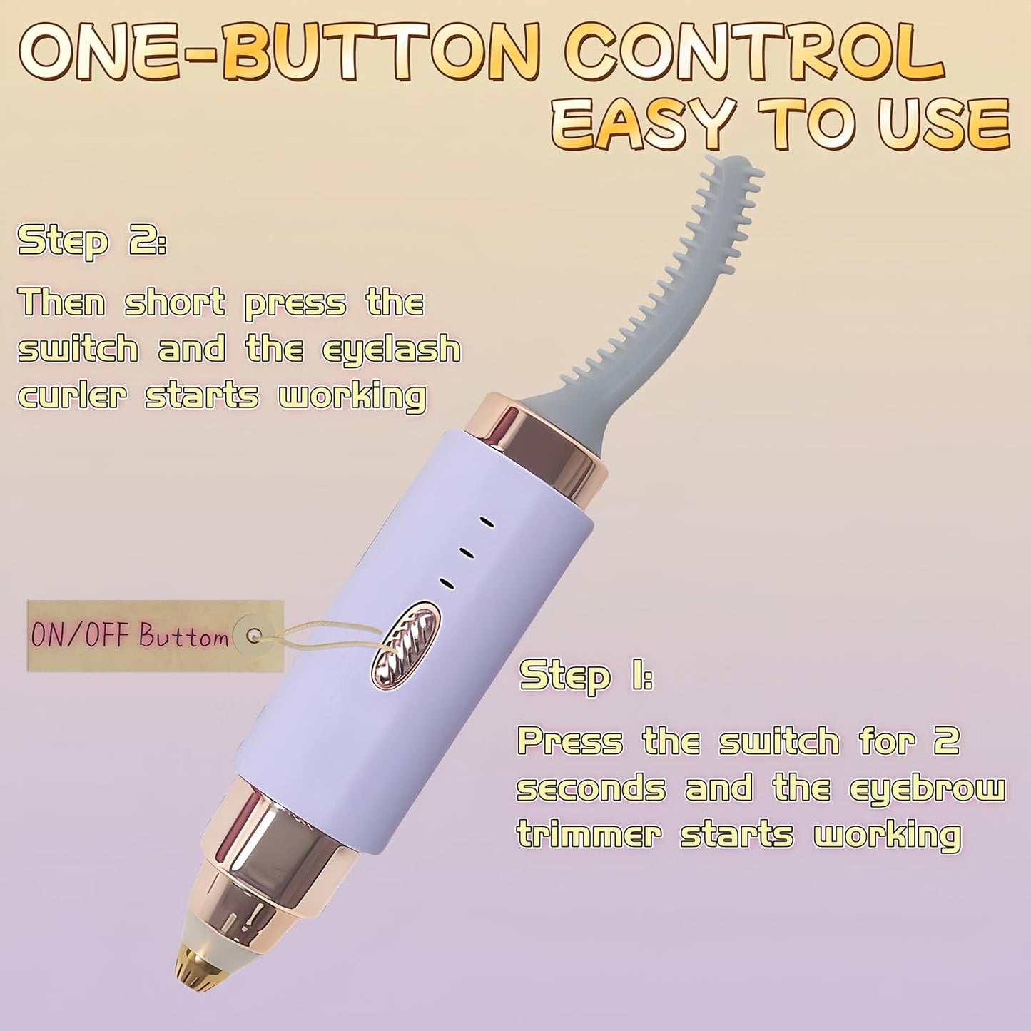 2025 Upgraded Heated Eyelash Curler - 2-in-1 USB Rechargeable Electric Eyelash Curler & Eyebrow Trimmer, Fast Heating in 6s, Anti-Burn Design, 24H Long-Lasting Effect, Gift for Women (Purple)