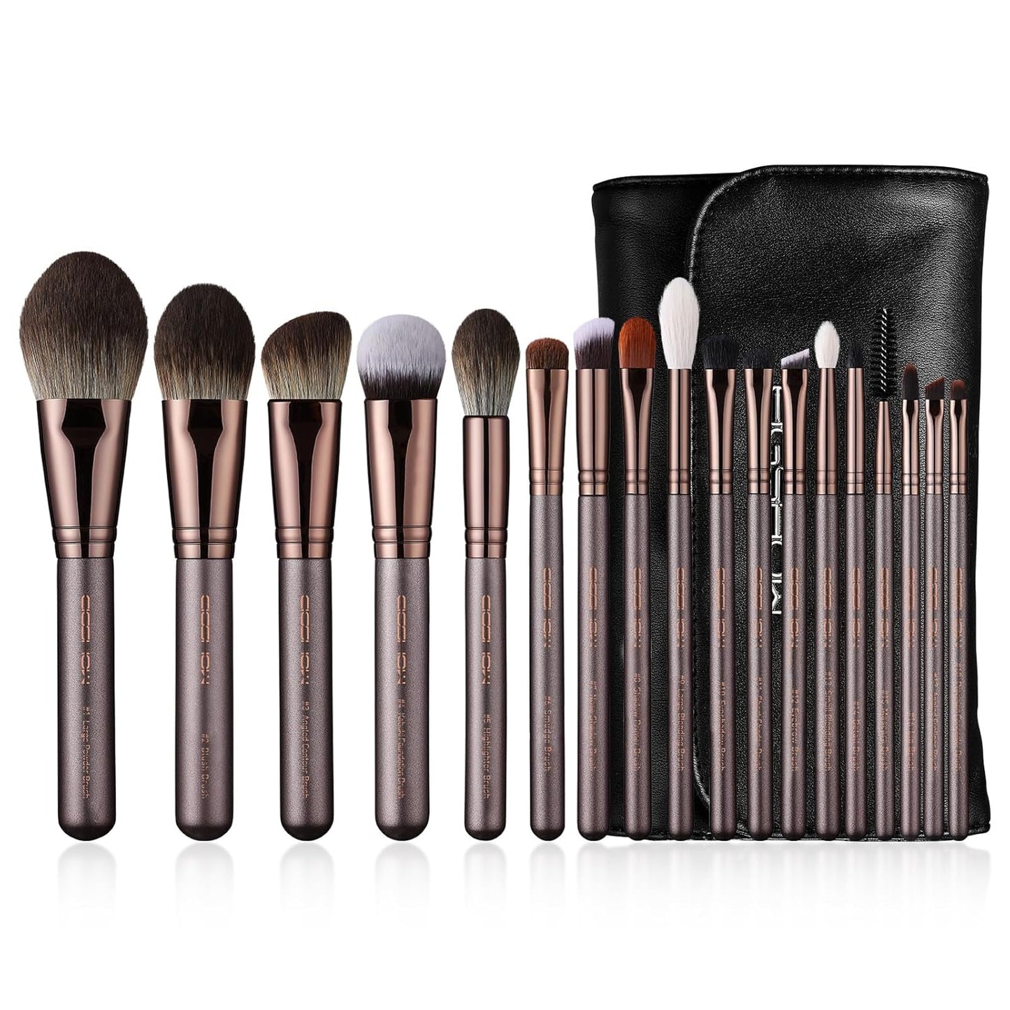 Professional Makeup Brush Set, Eigshow Makeup Brushes Perfect for Foundation Face Powder Blending Blush Bronzer Eyeliner Eye Shadow Brows with Case, Best Gift for Women, Travel Kit(PRO 18pcs Coffee)