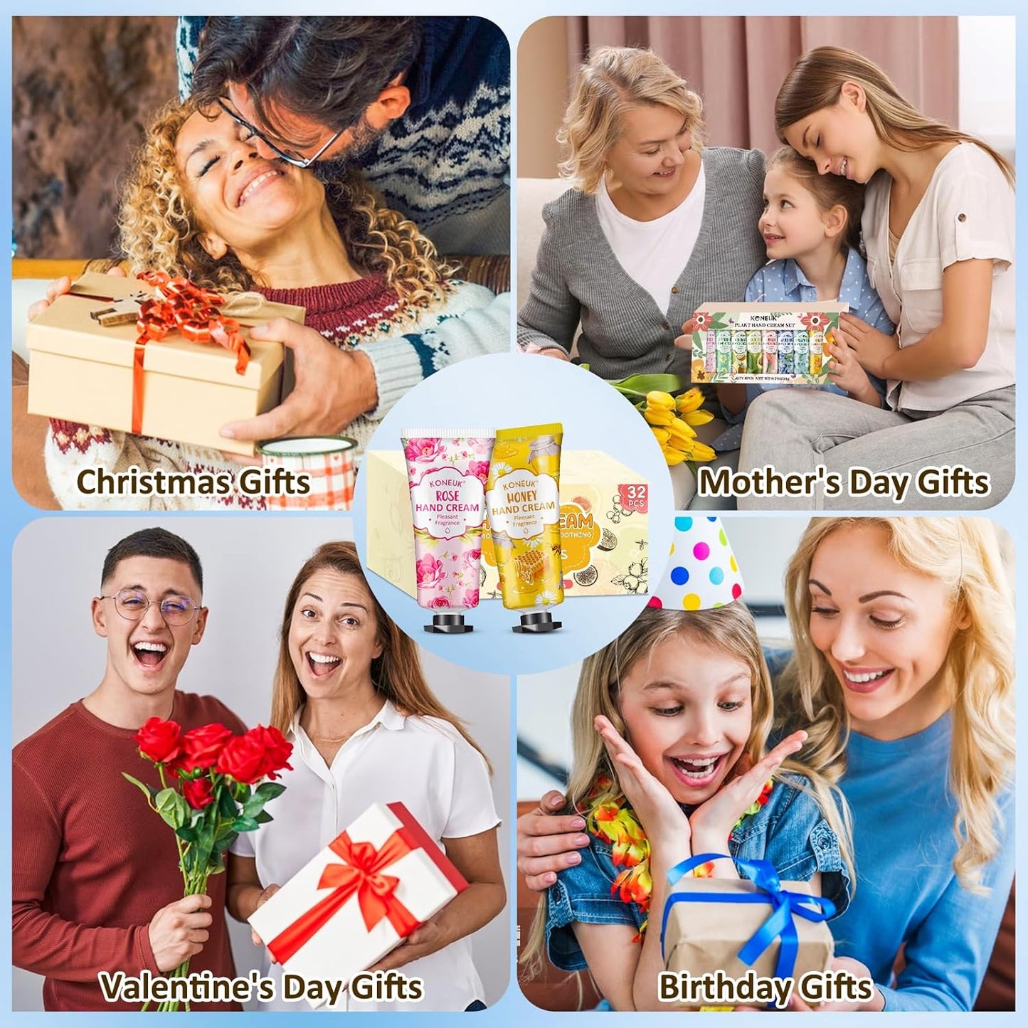 32 Pack Hand Cream Gift for Women, Bulk Hand Lotion Travel Size for Dry Cracked Hands, Mini Moisturizing Hand Cream for Mom Gifts, Teacher Gifts, Thank You Gifts and Bridal Shower Favors