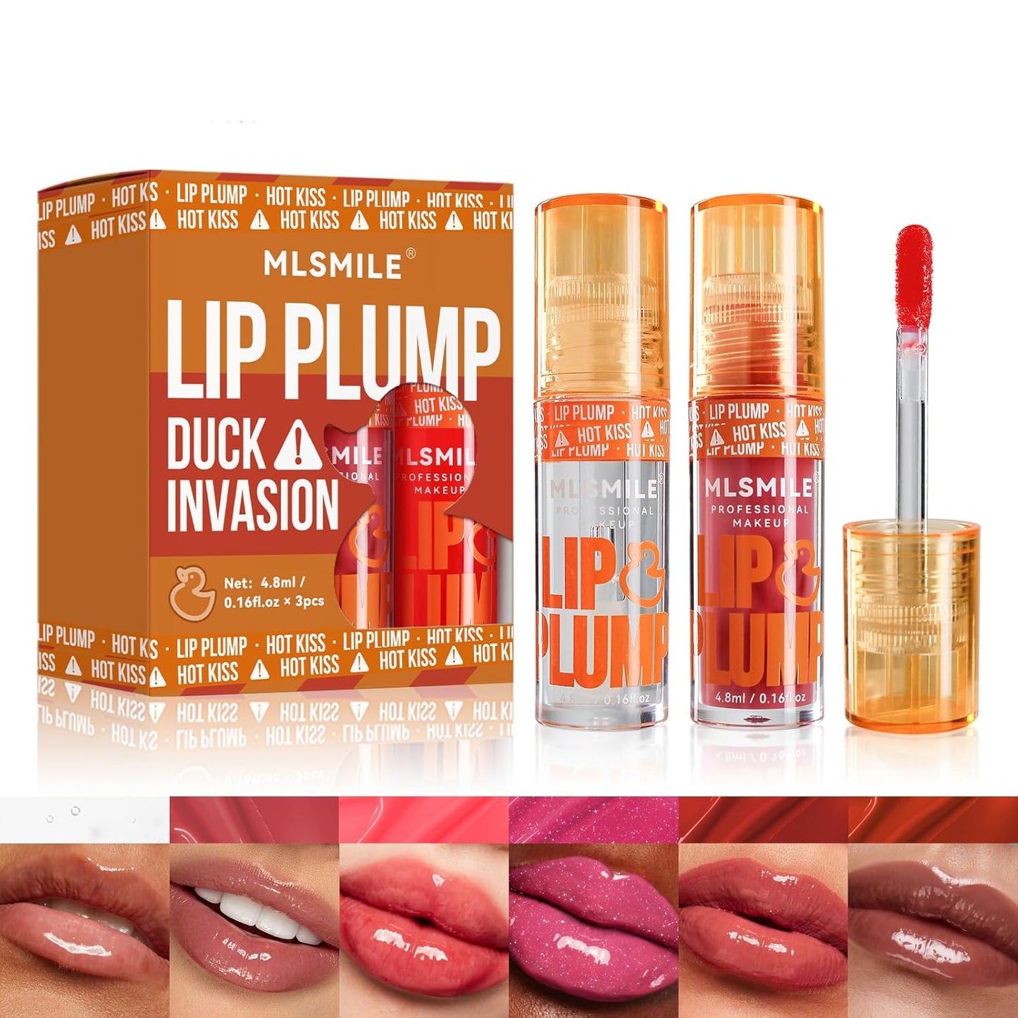 Hydrating Plumping Lip Oil Set, Natural Lip Gloss Plumper with Ginger, Transparent Moisturizing Lip Balm, Tinted Lip Plumper Gloss Make Lips Fuller, Vegan Lip Makeup (Set B, 3Pieces)