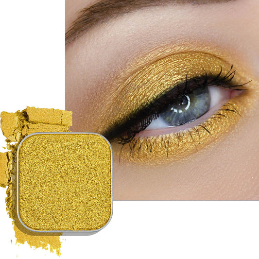 Magnetic Single Eyeshadow Gold Shimmer Highly Pigmented Blendable Longwear Powder in Magnetic Refill Pan for Custom Palette Easy to Apply and Remove (Meadow Glow)