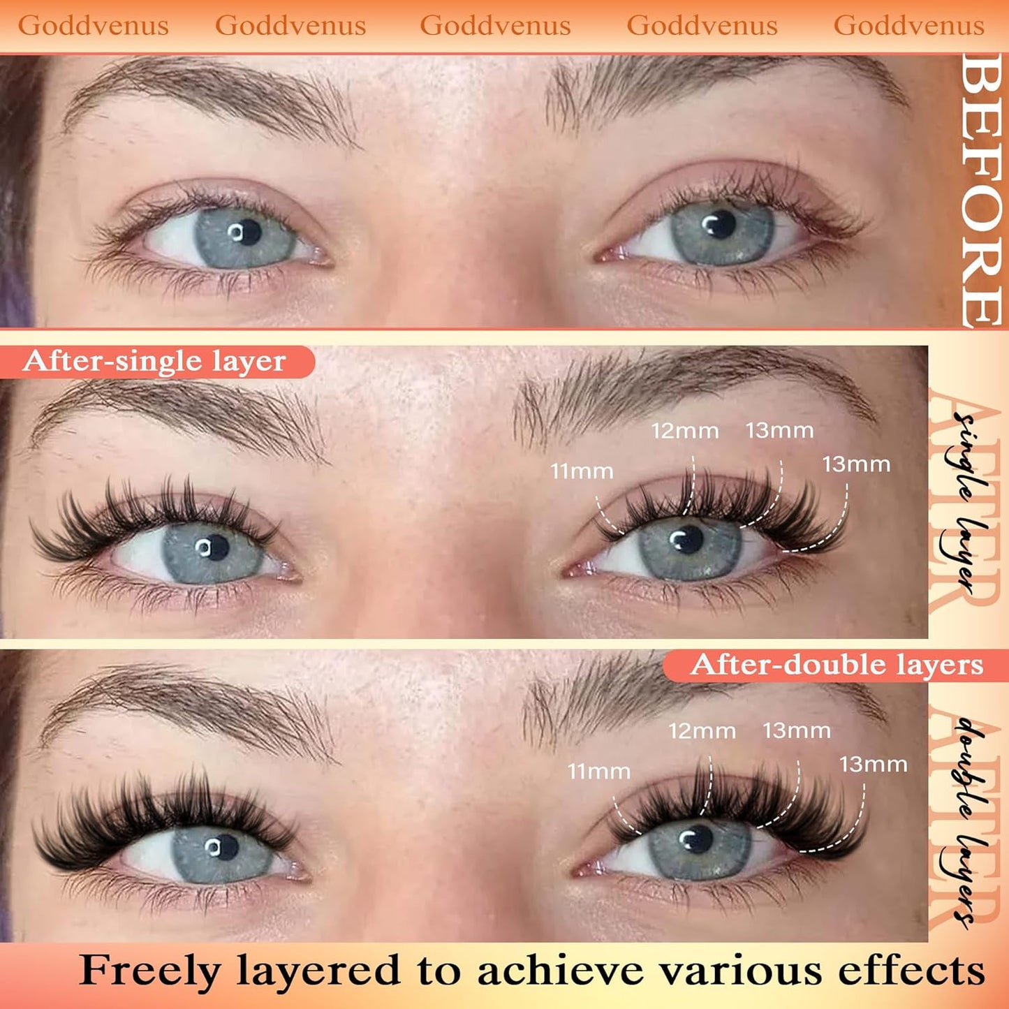 Manga Lash Clusters Wispy Natural Cluster Eyelash Extensions with Widespan Design Anime Eyelash Clusters (11-13mm Mixed)