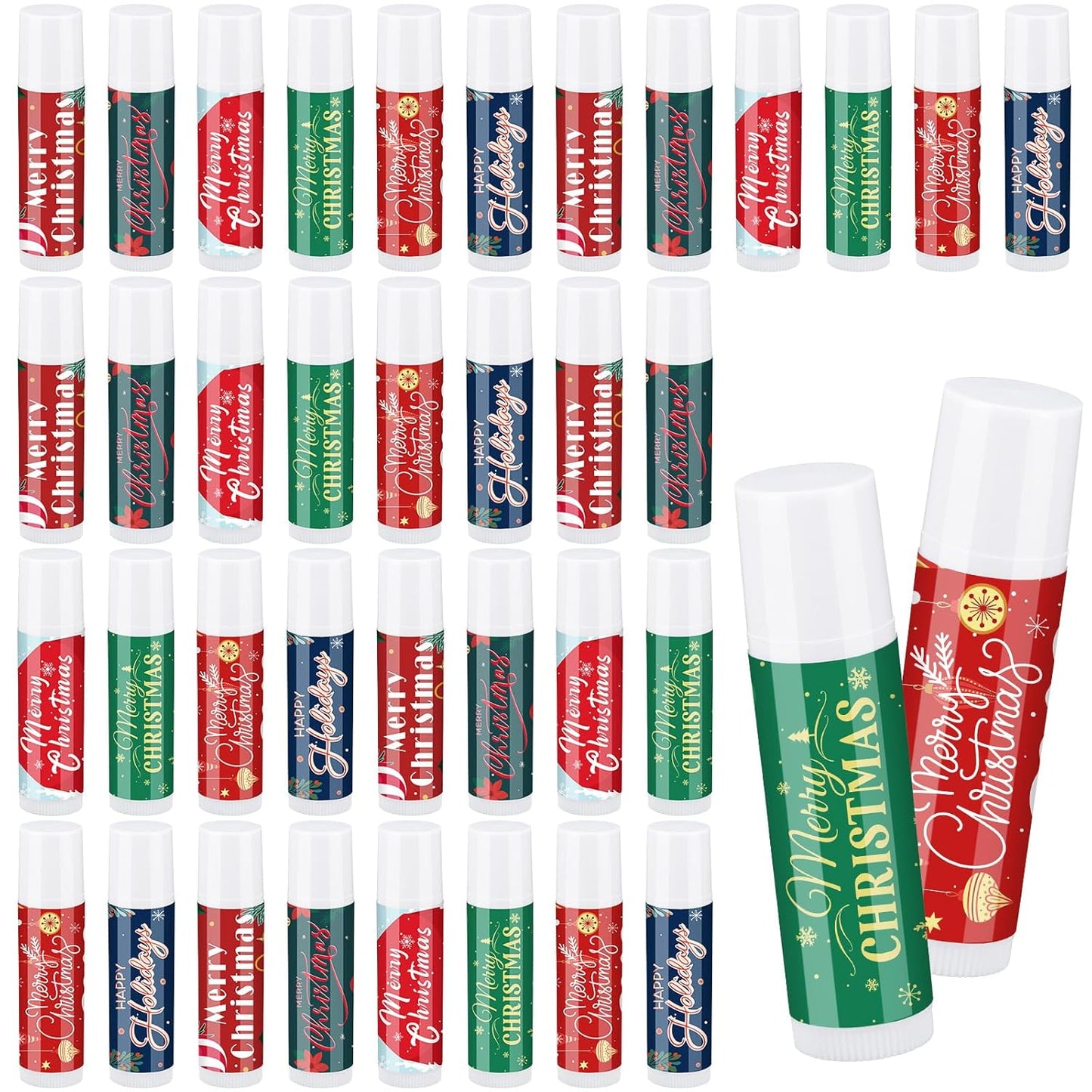 36 Pcs Lip Balm Bulk Easter Basket Stuffers Christmas Gifts for Kids Holiday Lip Balm Moisturizing Stick Lip Care Multipack Flavored Lip Balm for Party Supplies in 6 Flavors (Santa Claus)