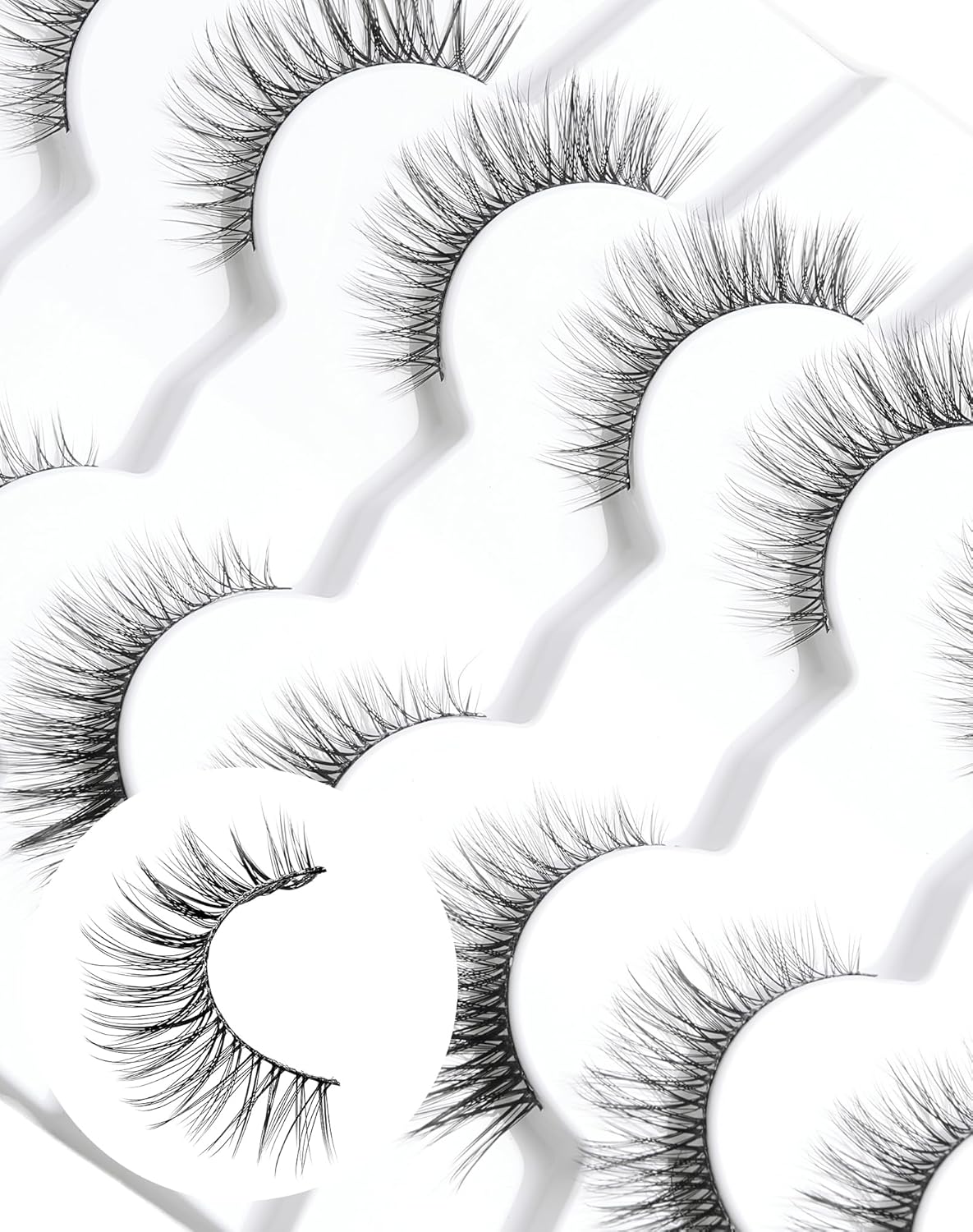 Cat Eye Lashes Wispy False Eyelashes Natural False Lashes Fox Eye Lashes Pack Demi Wispies Eyelashes Thick Mink Lashes Wispy Fake Lashes 7 Pairs