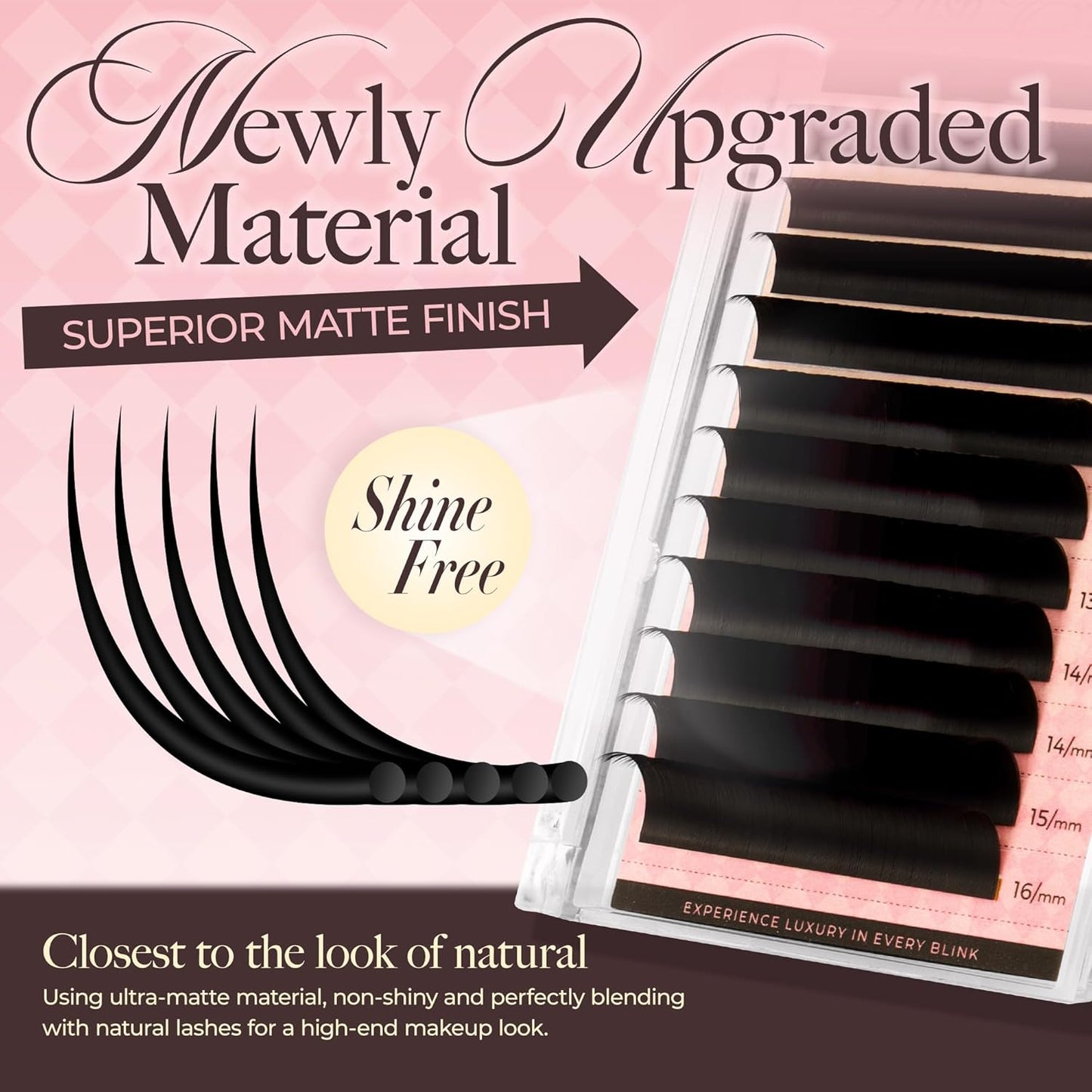 LASHVIEW Volume Lash Extensions 0.03-0.20 J/B/L/C/CC/D Curl 8-16mm Mixed & Single Length Tray, Soft Matte Dark Professional Eyelashes Extension(0.07 D 8-16mm)