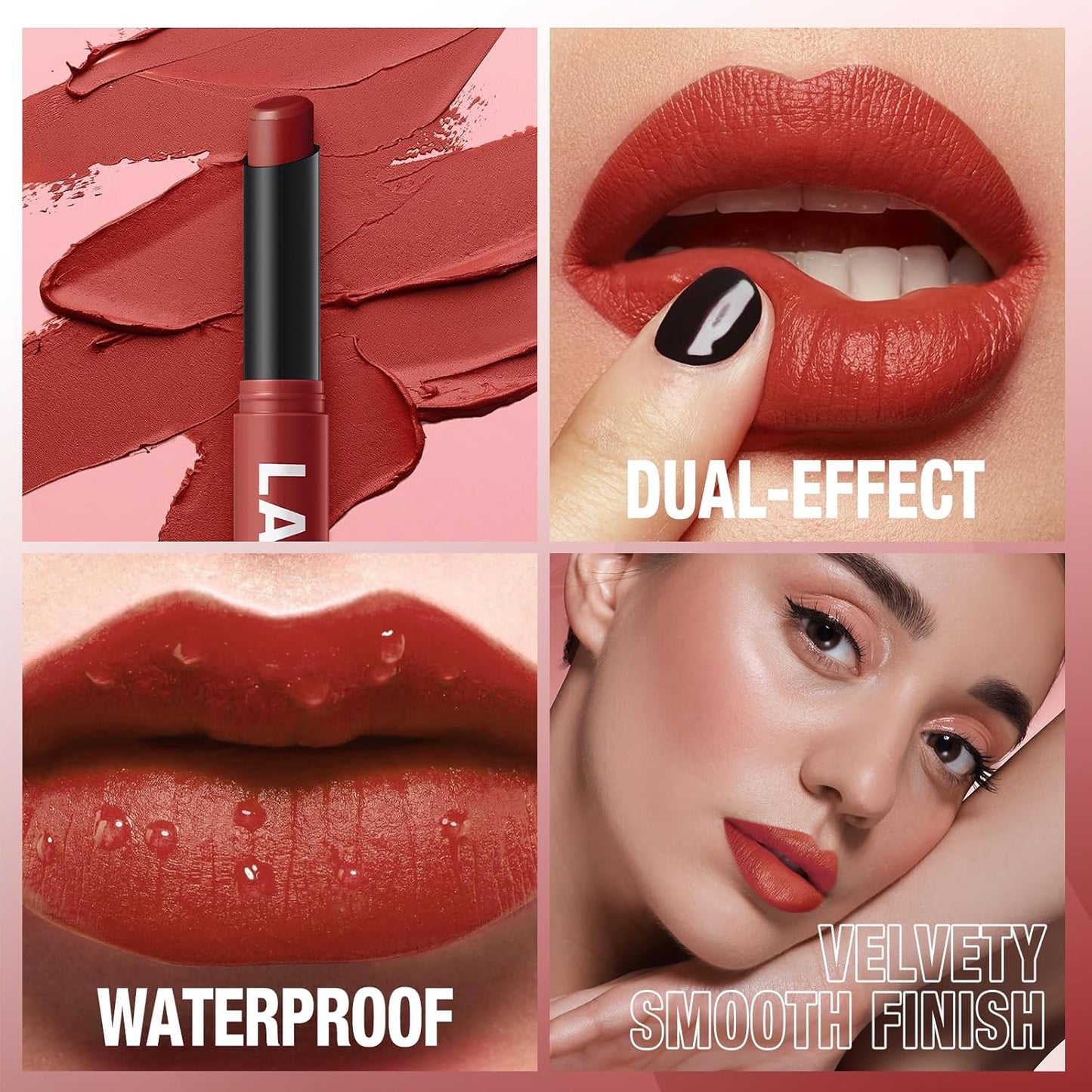 Jolilab 8Pcs Velvet Matte Lipstick Nude Matte Soft Dark Color Stick High Pigmented Long-Lasting Waterproof Lip Stick Lip Balm Beauty Cosmetics Gift for Girls and Women（7-12+1+5