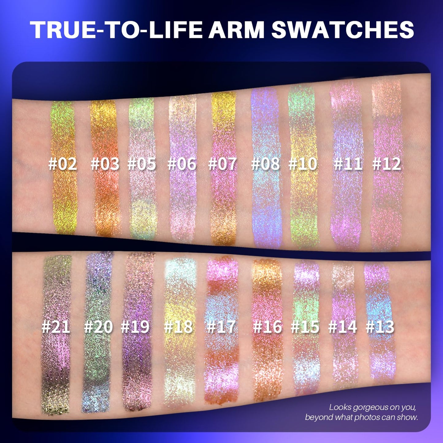 CHARMACY 3 Pcs Multichrome Liquid Metallic Eyeshadow, Chameleon Shifting Color, Holographic Glitter Eyeshadow, Long Lasting Wear, Vegan Eye Topper for Party, Daily Makeup #301