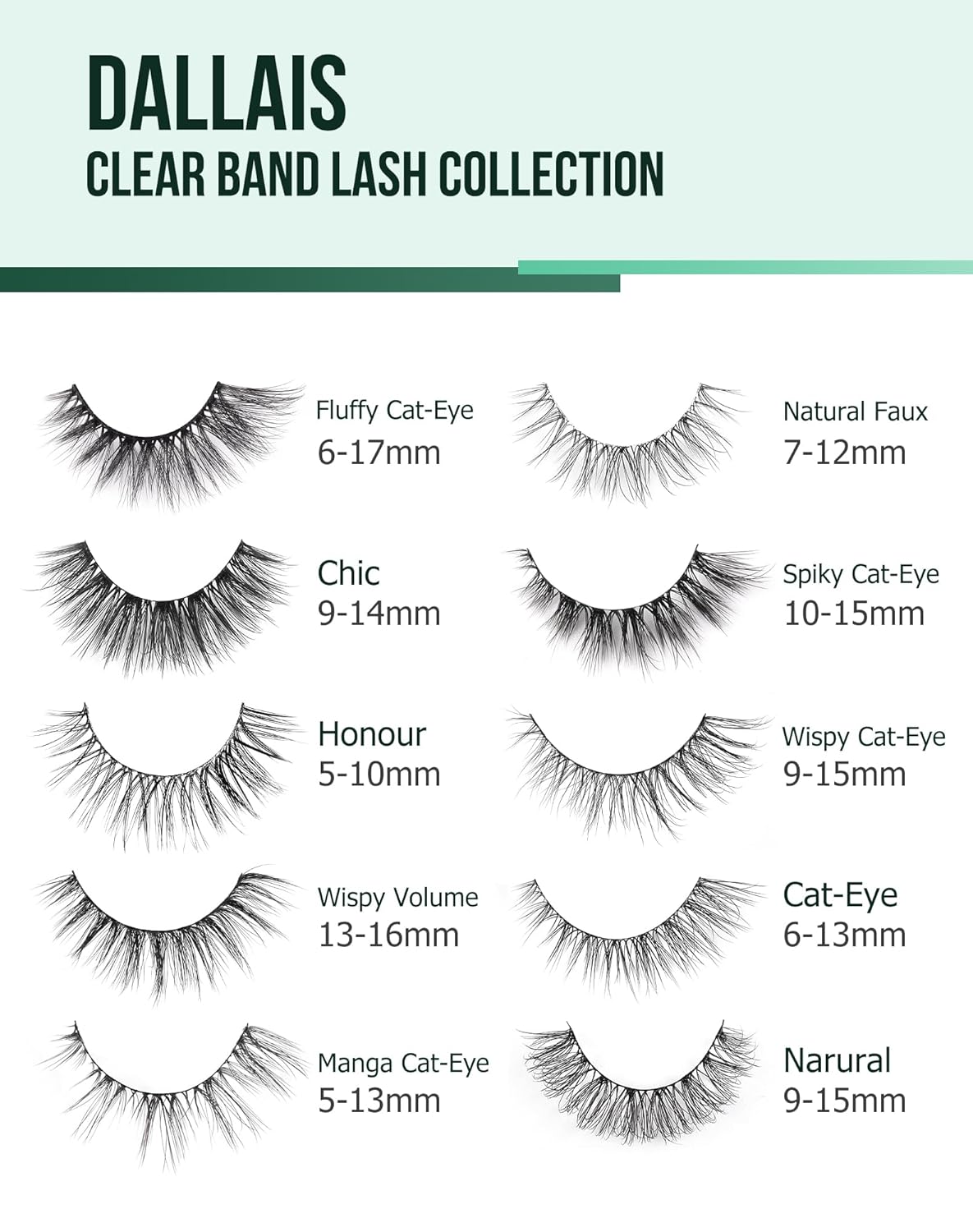 Cat Eye Lashes Soft Mink False Eyelashes Natural False Lashes Wispy Fake Lashes C Curl Faux Mink Lashes Fluffy False Lashes Pack 17MM