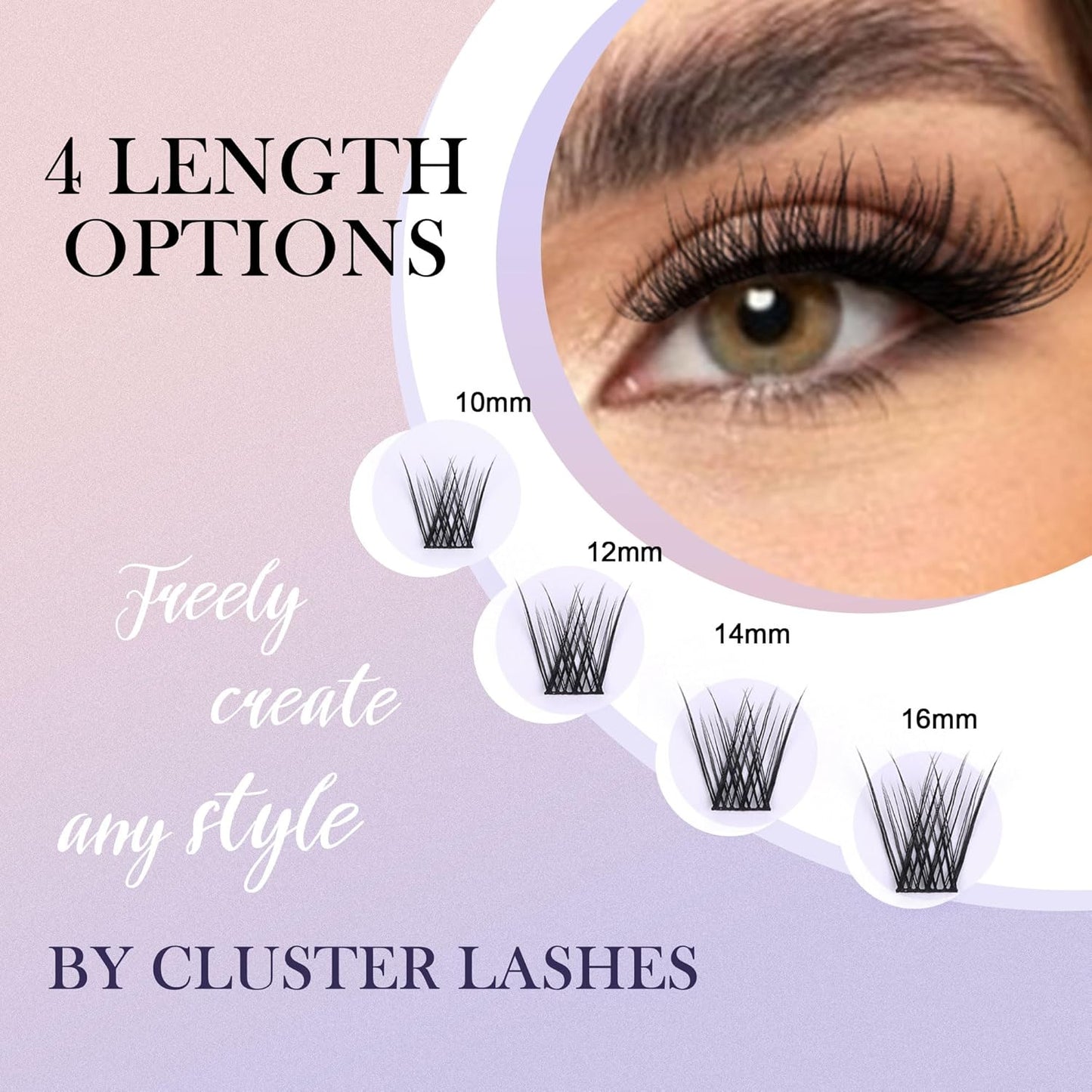 GAQQI Lash Clusters, GQ03 False Eyelashes DIY Lash Extensions D Curl 168PCS Cluster Lashes 10MM, Wispy and Natural Lash Wisps (GQ03,10mm,D Curl)