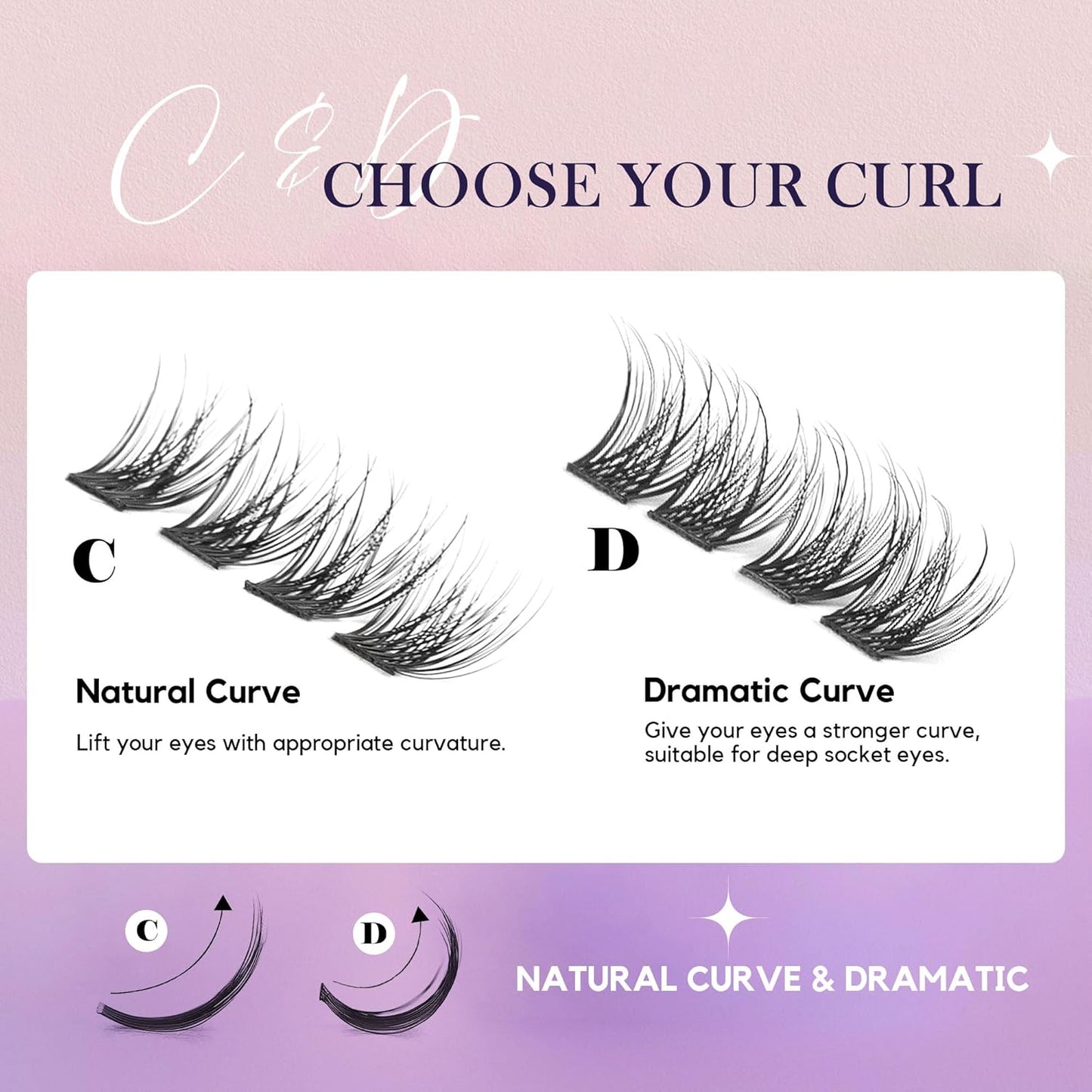 GAQQI Lash Clusters, GQ03 False Eyelashes DIY Lash Extensions C Curl 168PCS Cluster Lashes 12MM, Wispy and Natural Lash Wisps (GQ03,12mm,C Curl)