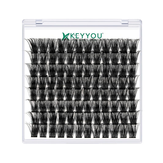 Lash Clusters,96 Pcs Cluster Lashes D Curl 18mm DIY Lash Extensions Eyelash Clusters,KEYYOU Volume Wispy Individual Lashes Soft&Comfortable Easy DIY at Home(Y05,D-18mm)