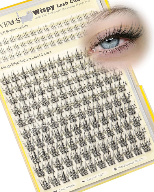 Lash Clusters Wispy Mascara Look Natural Cluster Eyelash Extensions 11-14mm Short Individual Cluster Lashes with Bottom Lash Clusters 168Pcs Eyelashes Clusters for DIY Lash Extensions