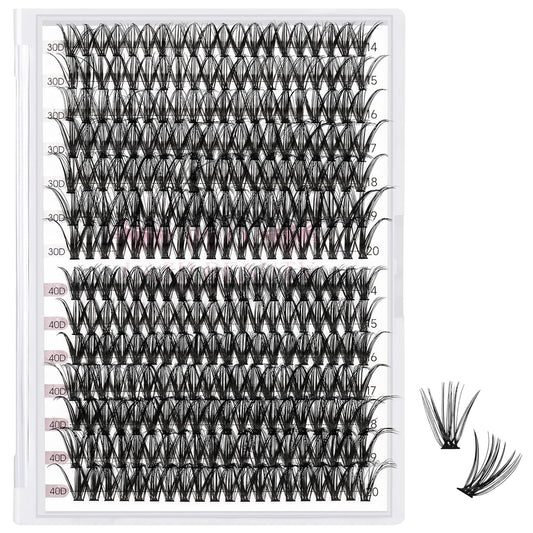 280 Pcs Individual Lashes 30D Mixed Lash Clusters 14 Rows Cluster Lashes that Look Like Eyelash Extensions DIY Lash Extension Self Application At Home (30D-D-14-20mix)