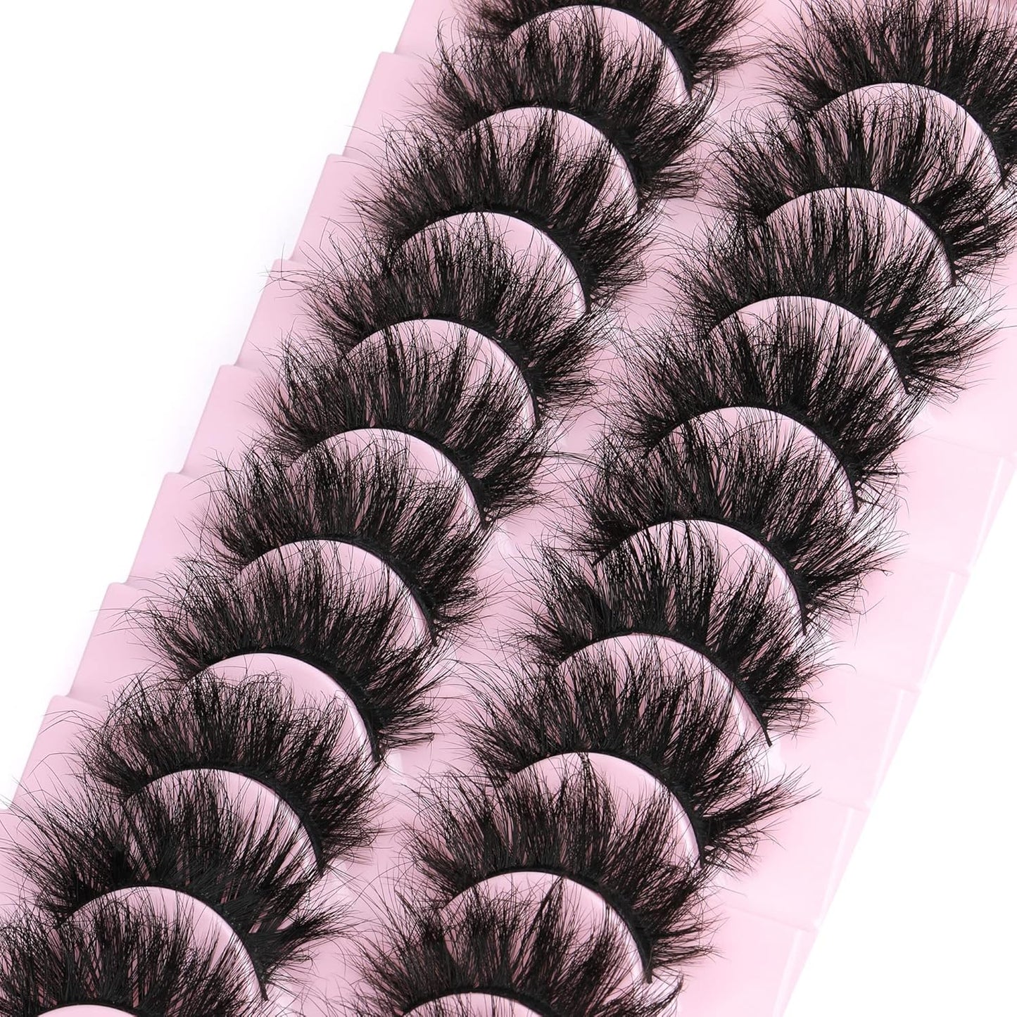Mink Lashes 8D Volume Dramatic False Eyelashes Soft 20 mm 10 Pairs Pack Wispy FANXITON Faux Mink Eye Lashes